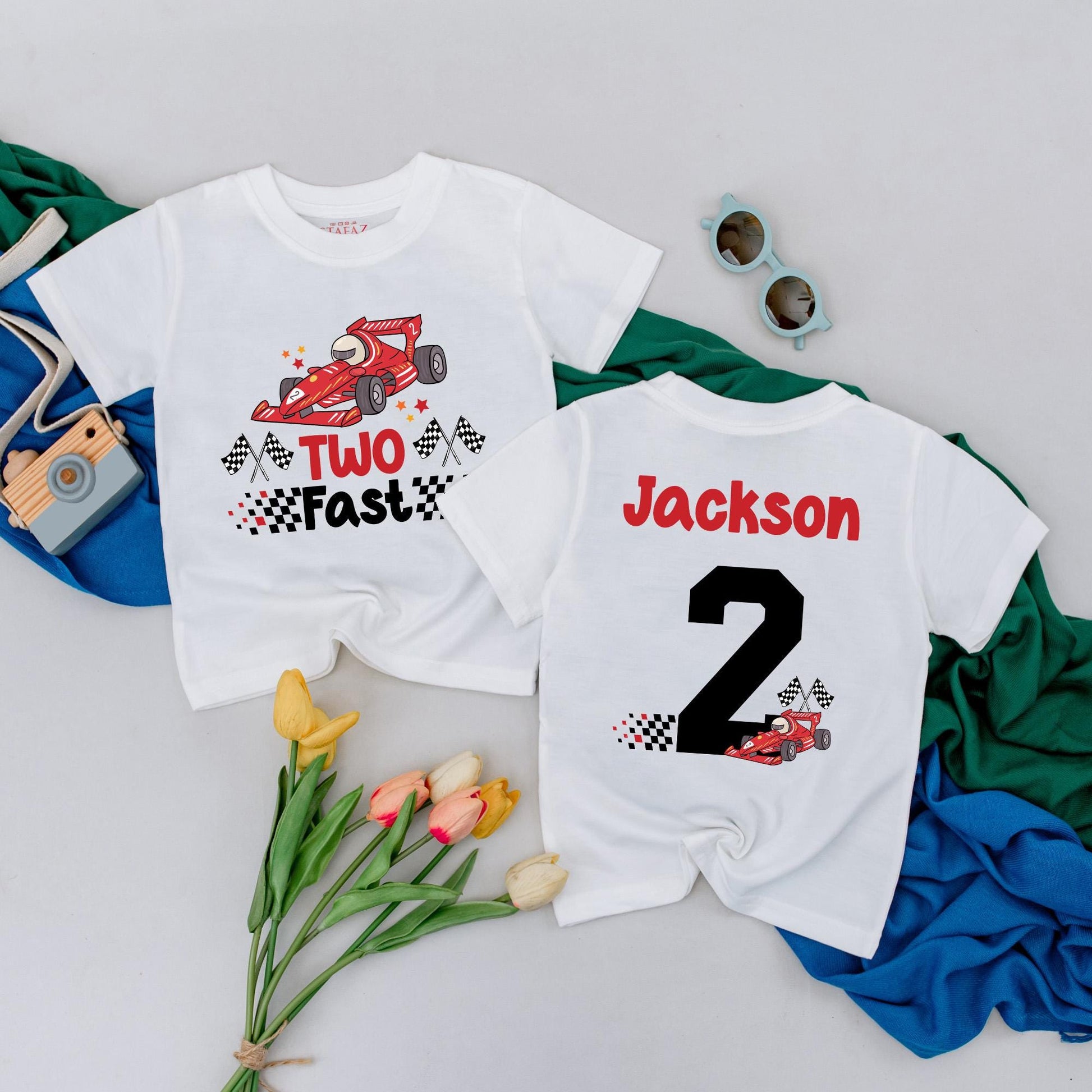 Two Fast Birthday Boy Outfit, Personalized Race Car 2nd Birthday Shirt for Toddler, Custom Name Racing Tee, Second Birthday Gift Idea, Comfortable Cotton