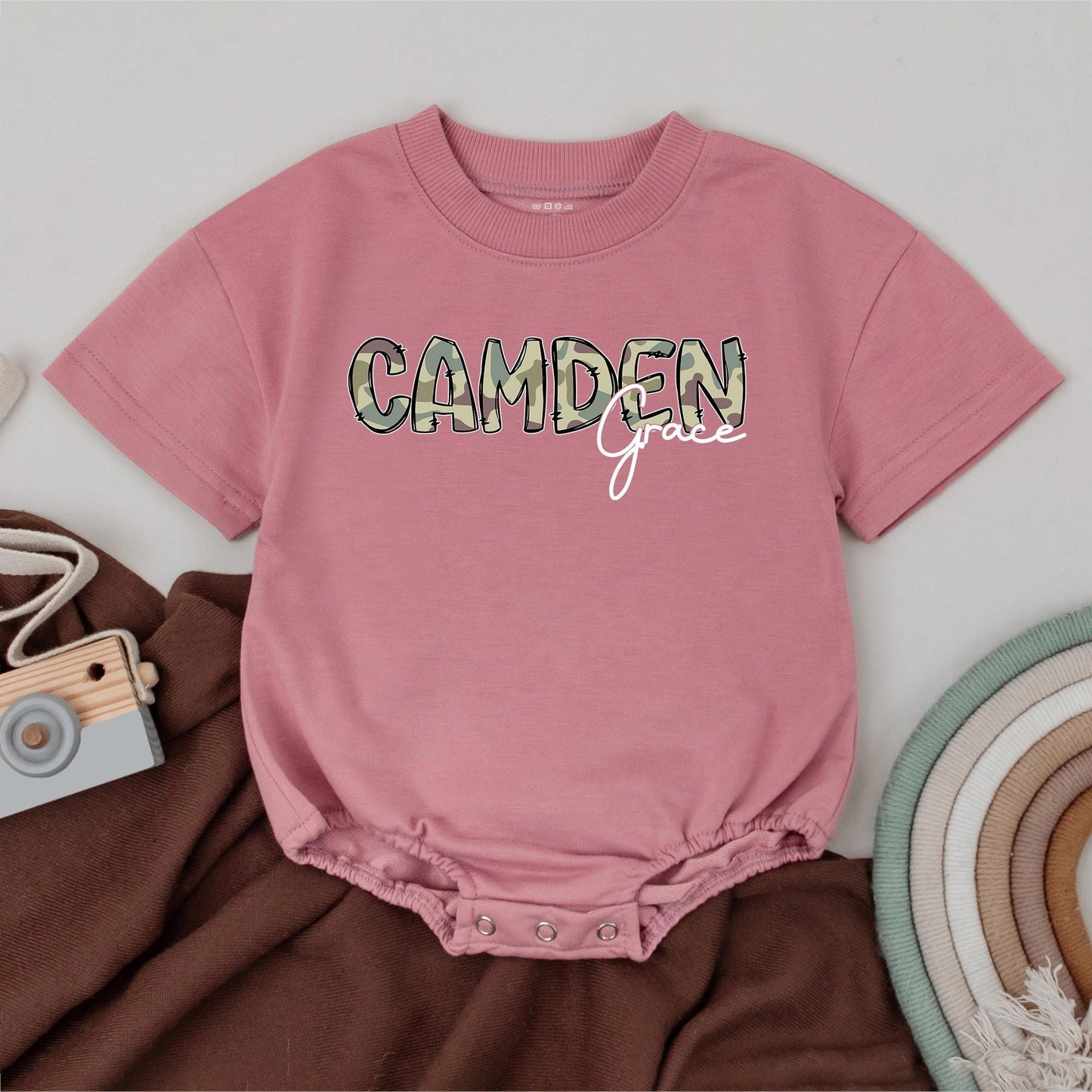 Mallard Duck Custom Name Baby Romper Outdoor Nature Camo Bubble Outfit Personalized Summer Duck Theme Baby Boy Clothes