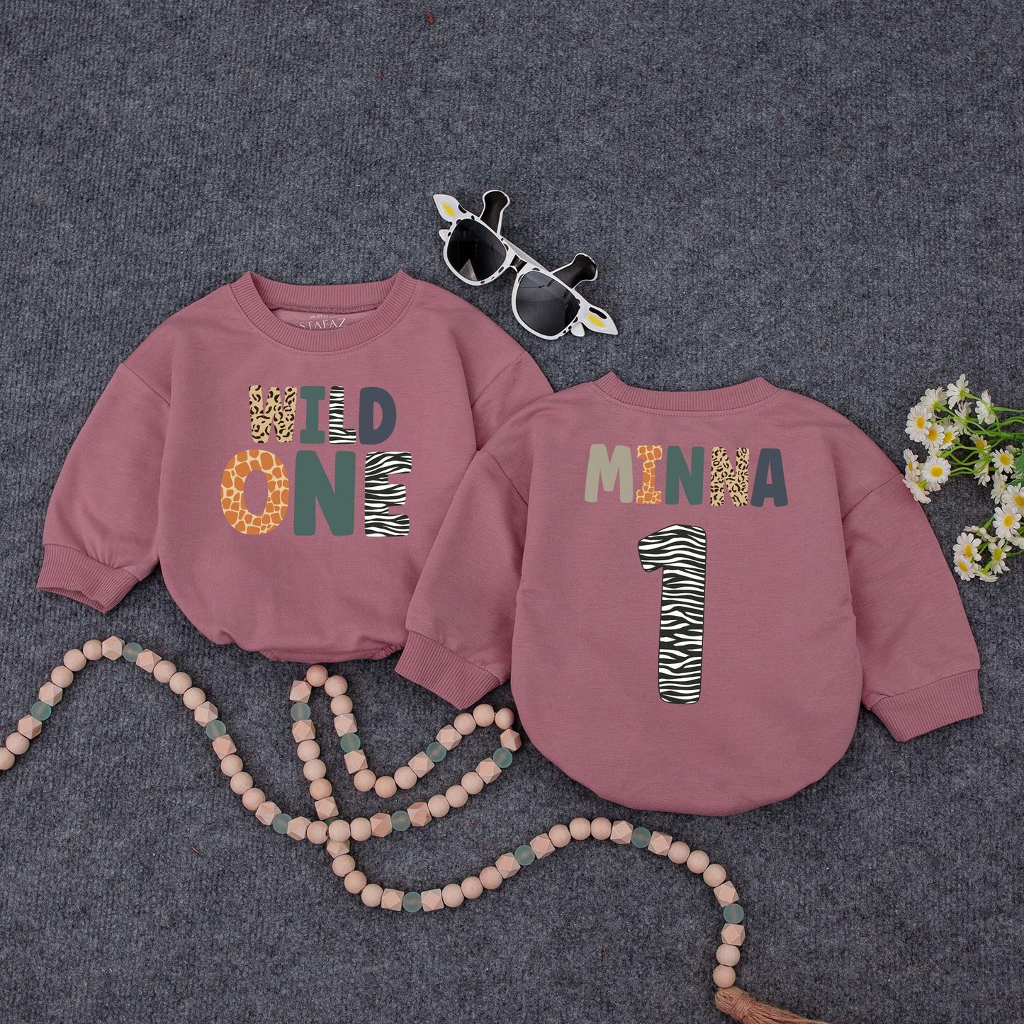 Personalized Wild One Romper, Safari First Birthday Outfit, Custom Name, Baby Girl Clothes, Animal Print, Party Animal, Wild ONE Zebra Romper 1st Bday Gift (138 chars)