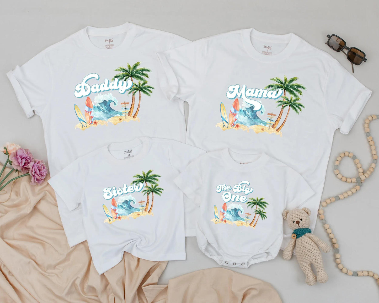 Matching Surf Birthday Shirts for Dad & Baby, The Big One Summer Beach Outfits, Surfer Family Tees