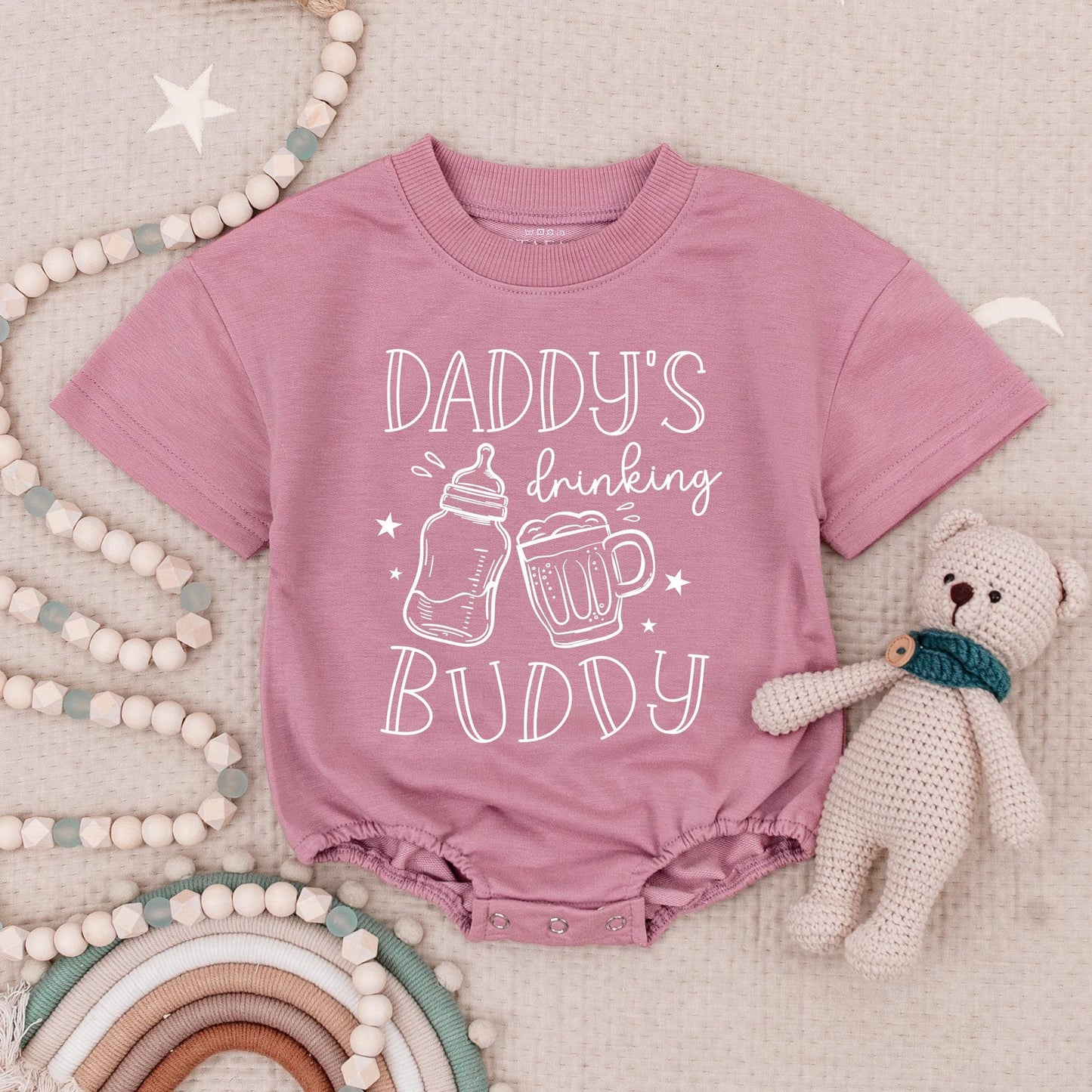 Daddy's Drinking Buddy Baby Romper Funny Beer Babysuit for Father's Day or Baby Shower Gift I Love Daddy Daddy Baby Bodysuit