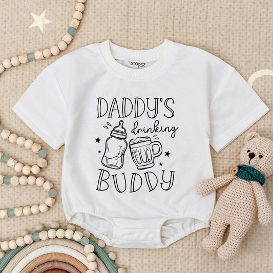 Daddy's Drinking Buddy Baby Romper Funny Beer Babysuit for Father's Day or Baby Shower Gift I Love Daddy Daddy Baby Bodysuit