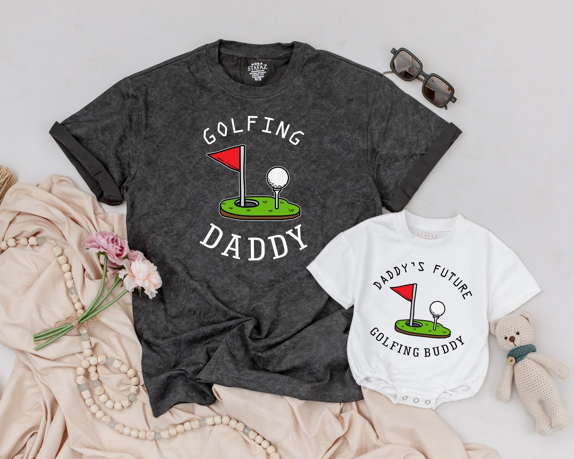 Golfing Daddy & Baby Matching Outfit Funny Golf Dad T-Shirt & Baby Romper Daddy's Future Golfing Buddy Father's Day Gift Idea