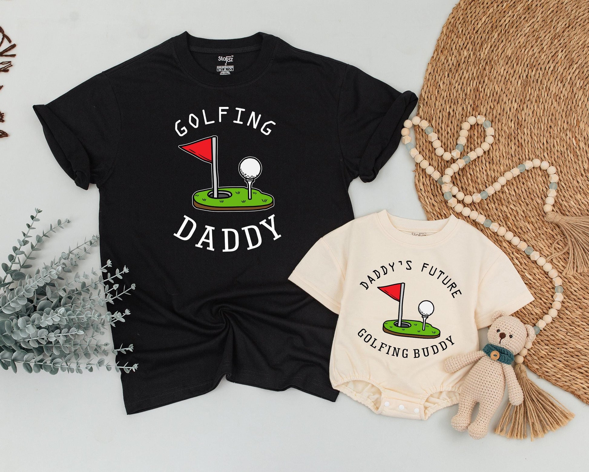 Golfing Daddy & Baby Matching Outfit Funny Golf Dad T-Shirt & Baby Romper Daddy's Future Golfing Buddy Father's Day Gift Idea