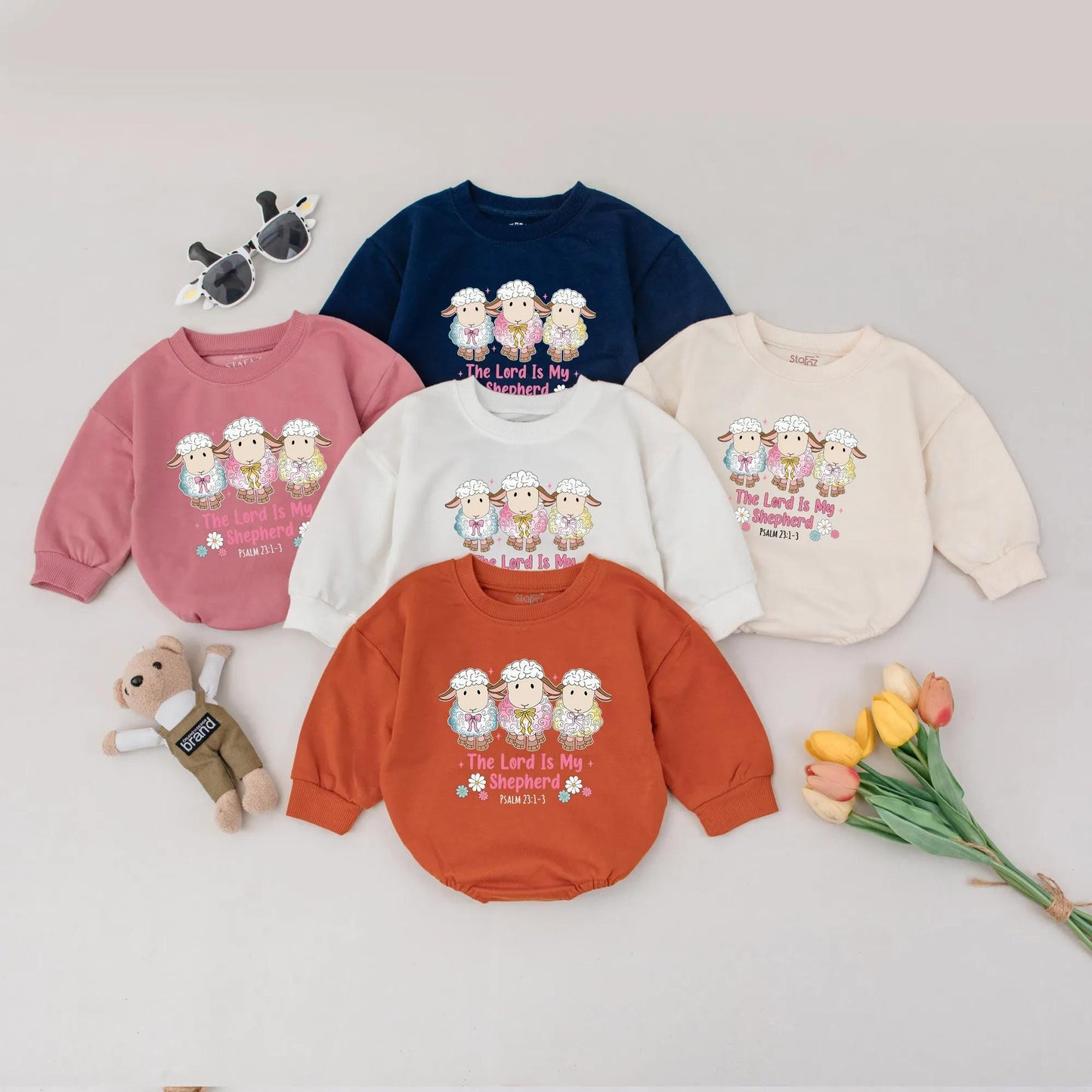 Christian Baby Romper The Lord Is My Shepherd Psalm 23:1 Religious Bodysuit Faith Based Infant Outfit Gentle Religious Gift for Newborns