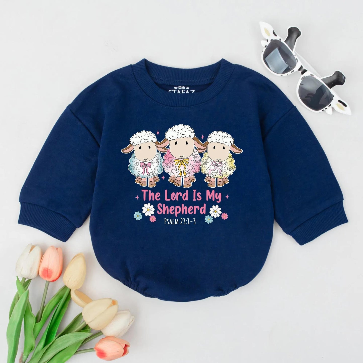 Christian Baby Romper The Lord Is My Shepherd Psalm 23:1 Religious Bodysuit Faith Based Infant Outfit Gentle Religious Gift for Newborns