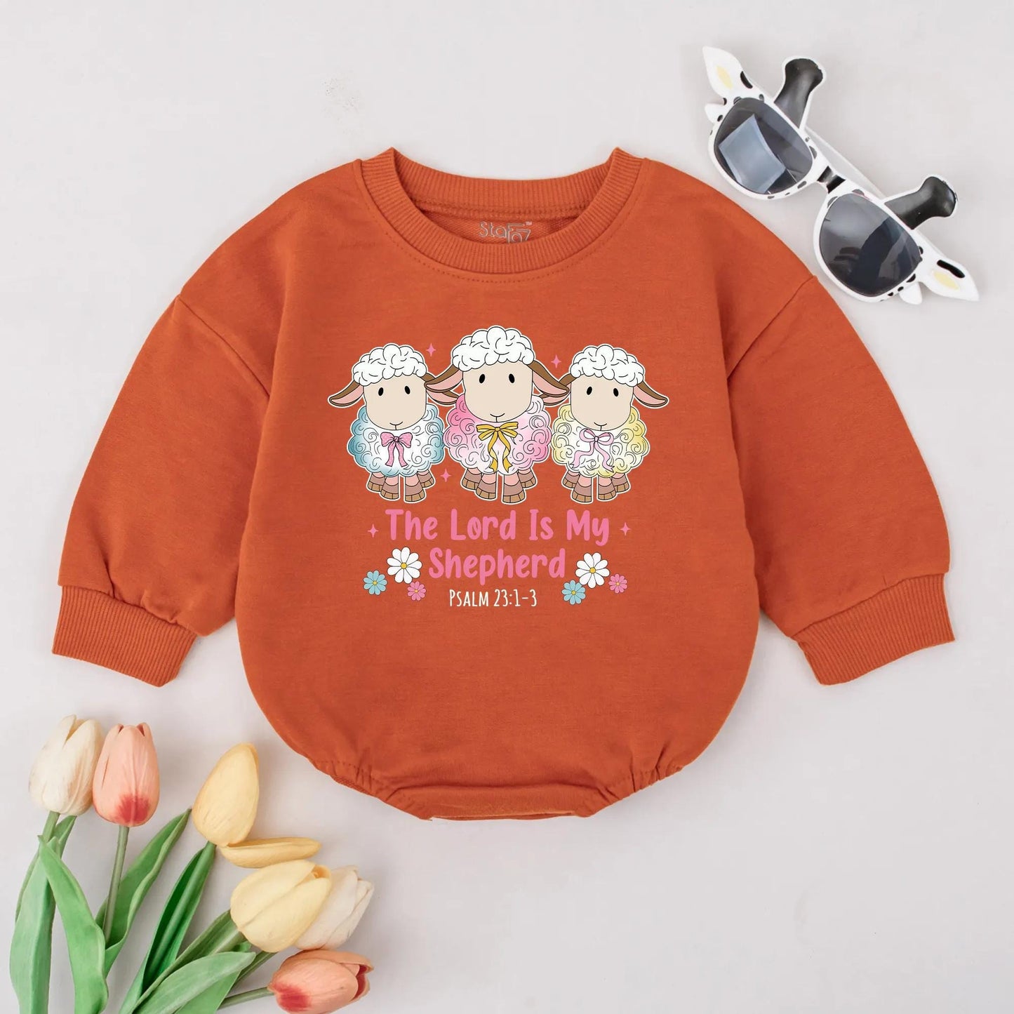 Christian Baby Romper The Lord Is My Shepherd Psalm 23:1 Religious Bodysuit Faith Based Infant Outfit Gentle Religious Gift for Newborns