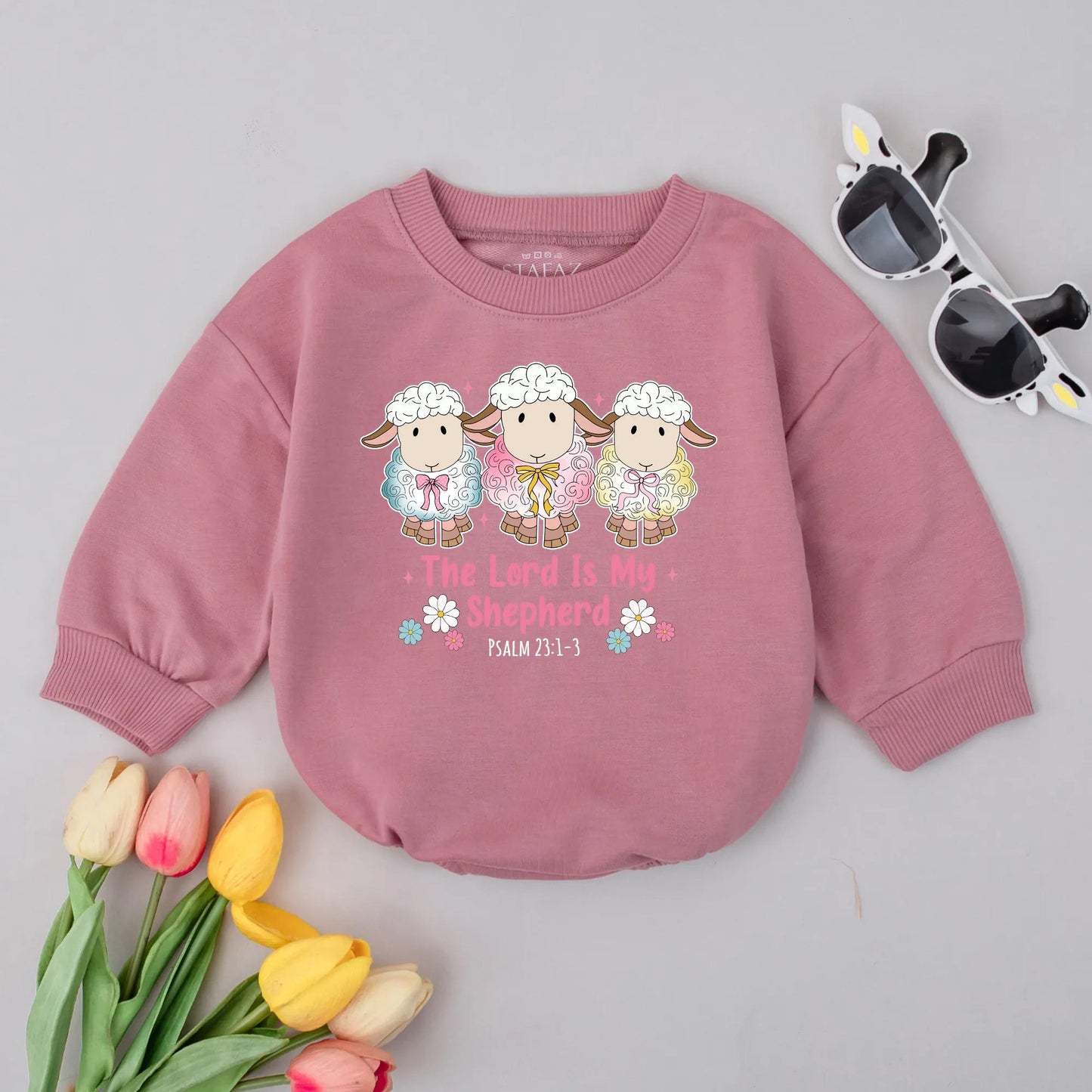 Christian Baby Romper The Lord Is My Shepherd Psalm 23:1 Religious Bodysuit Faith Based Infant Outfit Gentle Religious Gift for Newborns