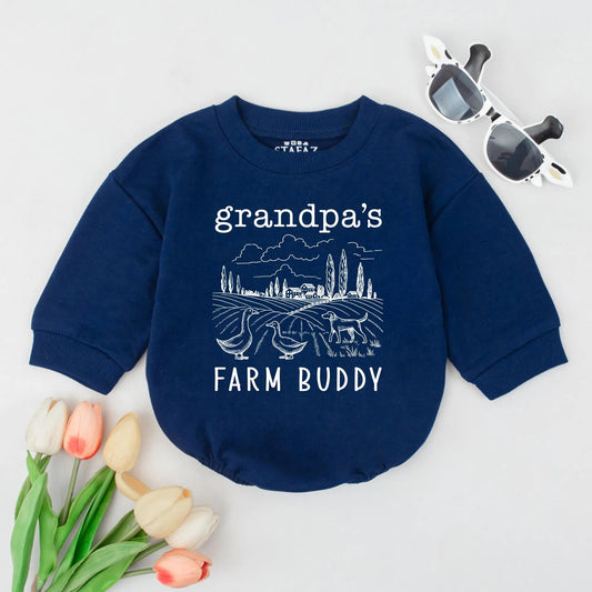 Custom Name Grandpa's Farm Buddy Baby Romper Personalized Country Outfit Newborn Grandpa Gift Toddler Farm Life Clothing