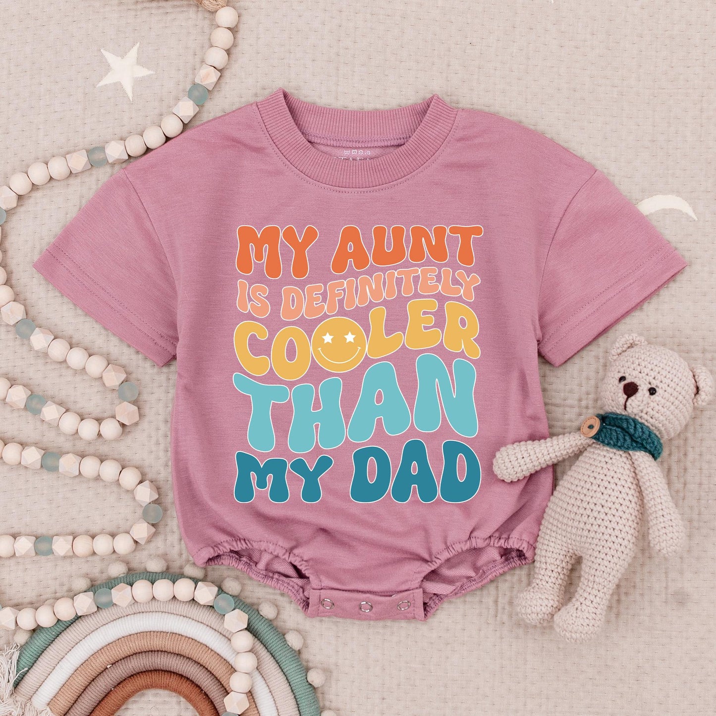 My Aunt Is Cooler Than My Dad Baby Romper Funny Vintage Bodysuit Cute Family Babysuit I Love My Aunt Gift Idea