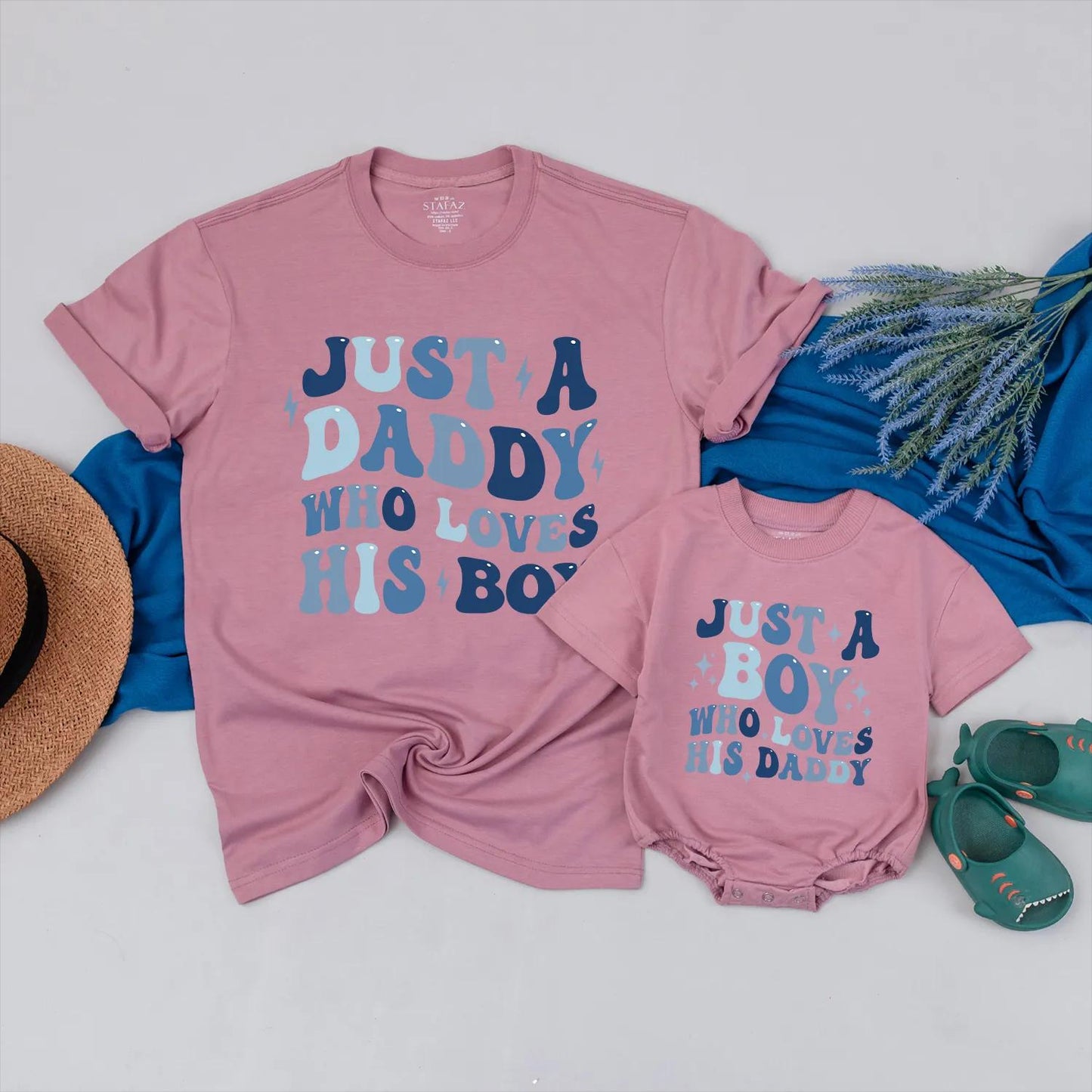 Personalized Father Son Matching Shirt Set for Dad and Baby Boy, Daddy Who Loves His Boy Romper Outfit, Thoughtful Fathers Day Gift