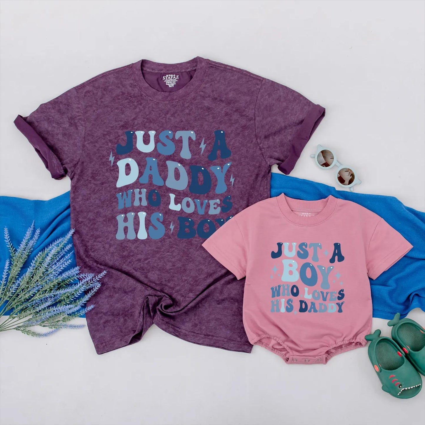 Personalized Father Son Matching Shirt Set for Dad and Baby Boy, Daddy Who Loves His Boy Romper Outfit, Thoughtful Fathers Day Gift
