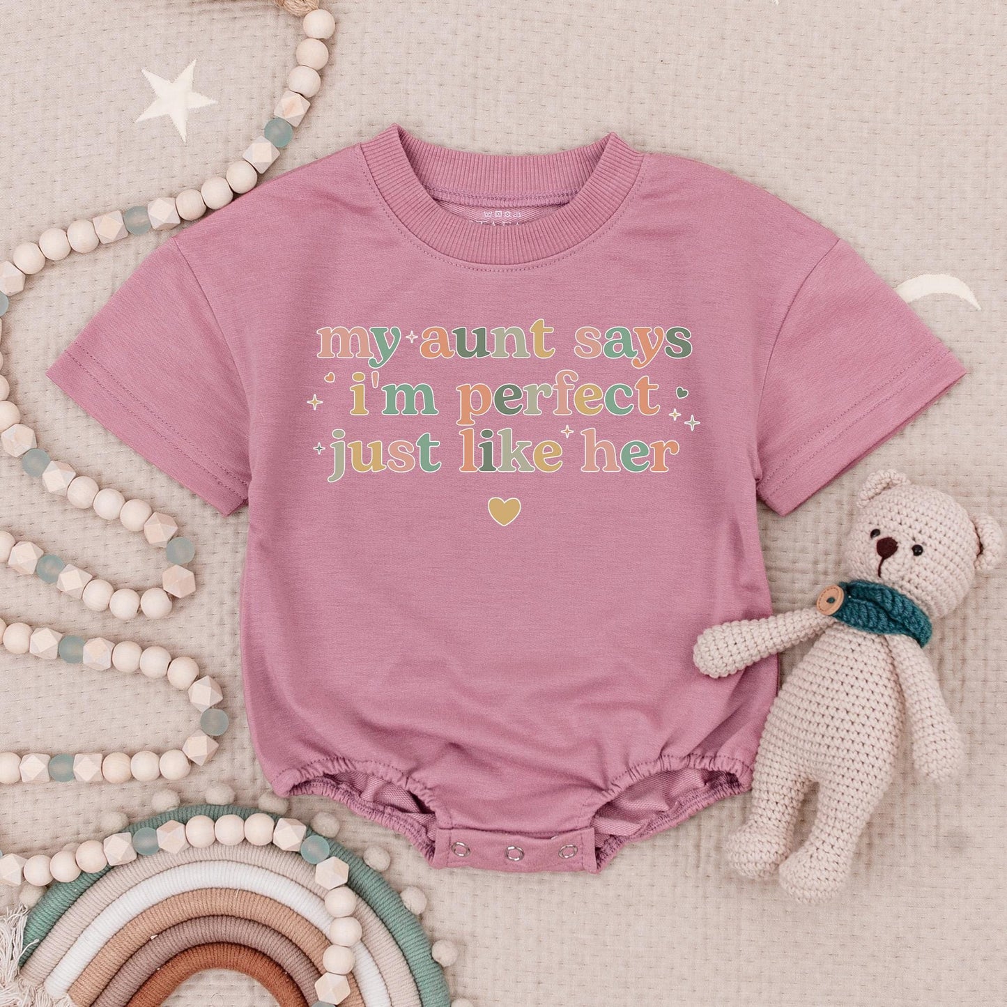 My Aunt Says I'm Perfect Baby Romper Gift for Niece/Nephew Cute Pastel Design, Auntie's Bestie Bodysuit Newborn