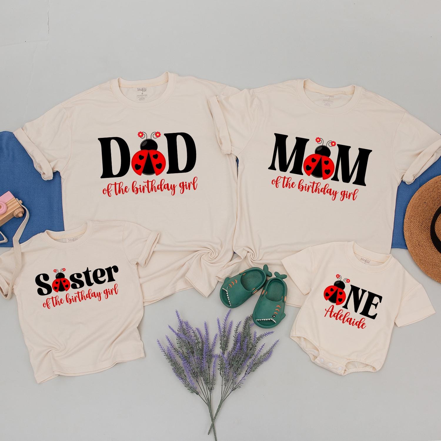 Matching Family Ladybug Birthday Shirts: 1st Birthday Girl Outfit, Lady Bug Theme Party, Mommy & Me Family Tee