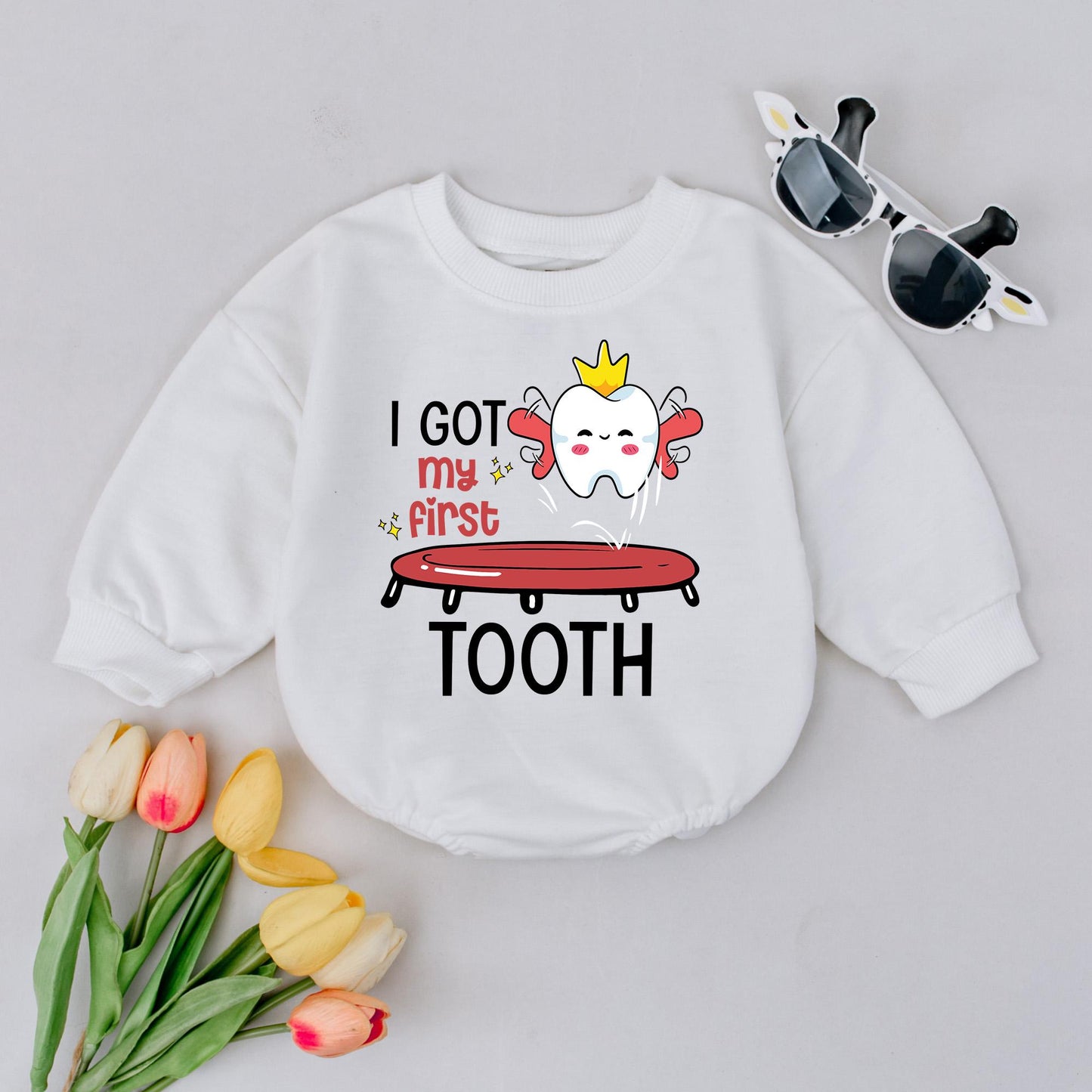 Baby First Tooth Milestone Bodysuit I Got My First Tooth Outfit Funny Cute Tooth Fairy Celebration Gift Soft Cotton Baby Shower Photo Prop
