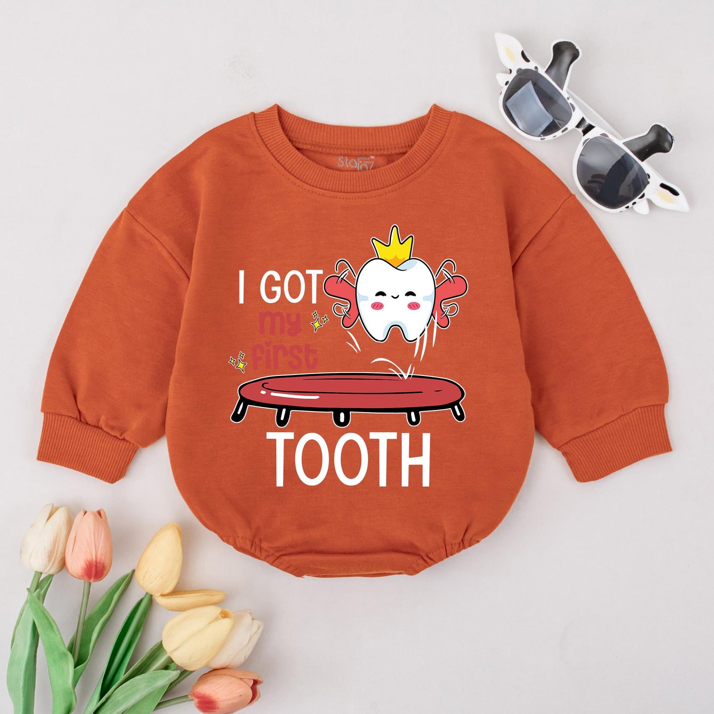 Baby First Tooth Milestone Bodysuit I Got My First Tooth Outfit Funny Cute Tooth Fairy Celebration Gift Soft Cotton Baby Shower Photo Prop