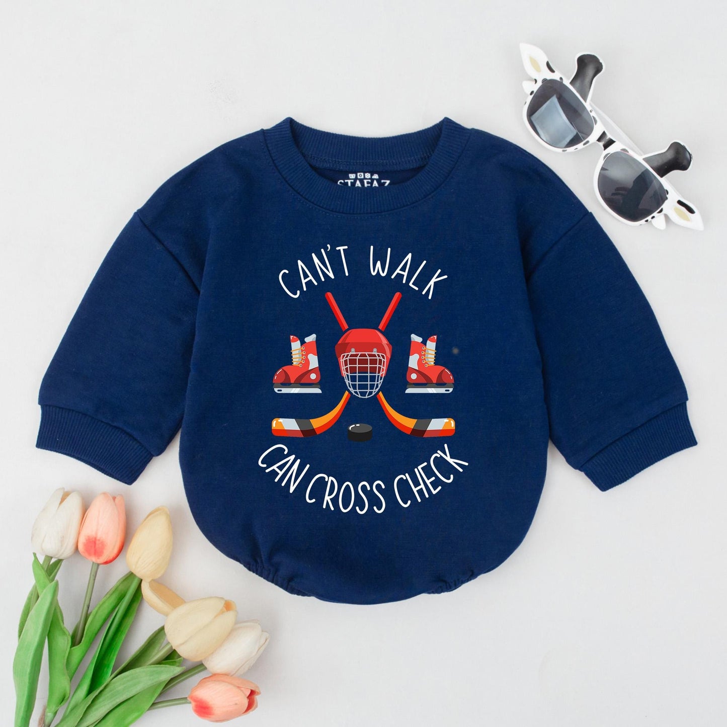 Funny Hockey Baby Shirt β "Can't Walk, Can Skate" β Cute Baby Hockey Shirt β Perfect Gift for Hockey Fans β Baby Boy or Girl Shirt