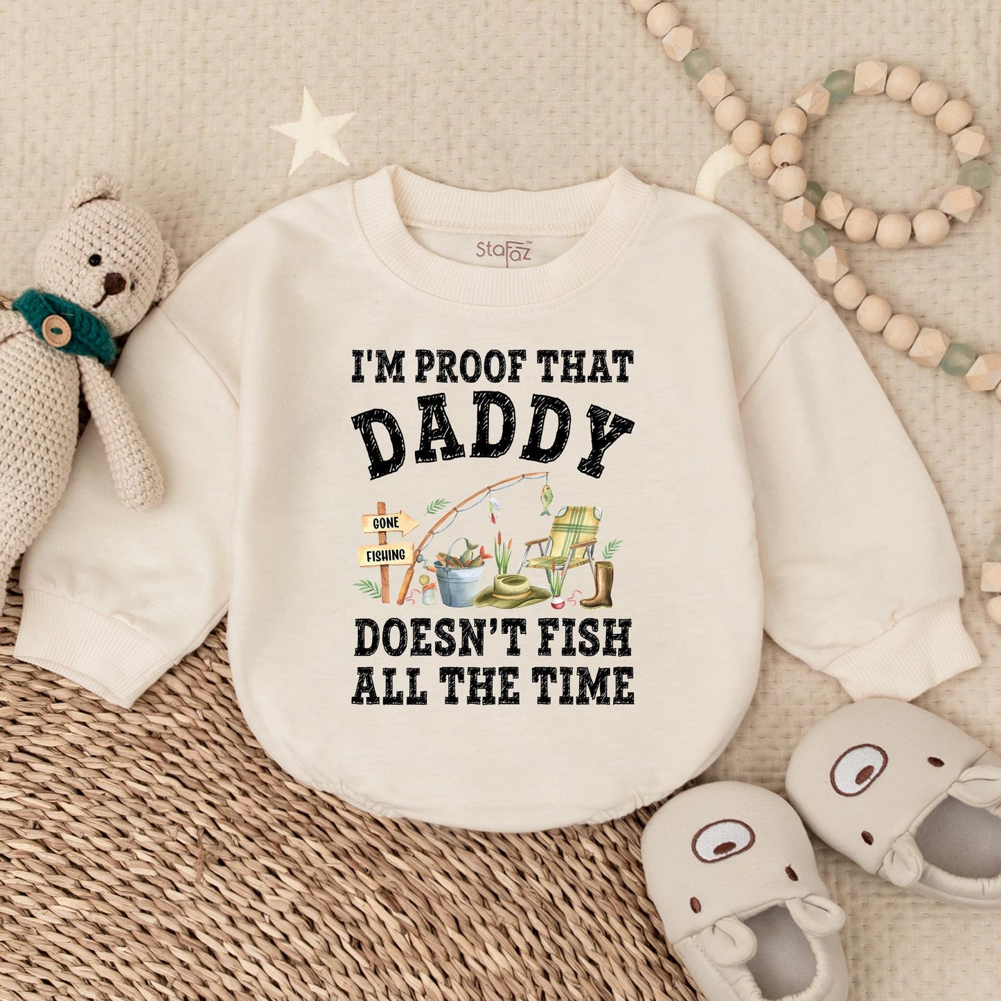 I'm Proof Daddy Doesn't Fish All the Time Bubble Romper Baby Boy Outfit Funny Fishing Bodysuit Gift for Dad Father's Day Newborn