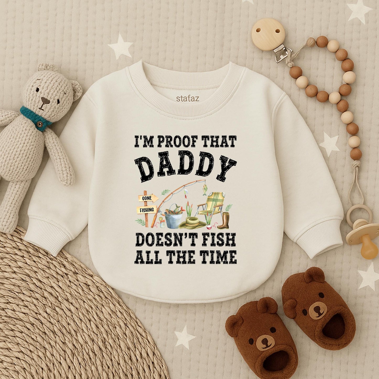 I'm Proof Daddy Doesn't Fish All the Time Bubble Romper Baby Boy Outfit Funny Fishing Bodysuit Gift for Dad Father's Day Newborn