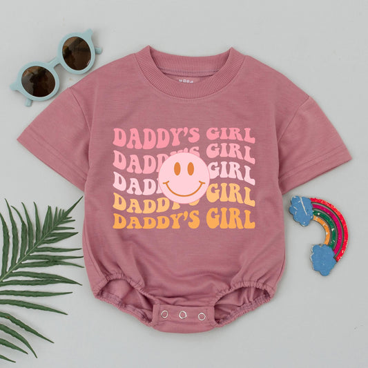 Daddy’s Girl Retro Romper Wavy Text Baby Girl Bodysuit Newborn Sweet Father’s Day Gift Outfit
