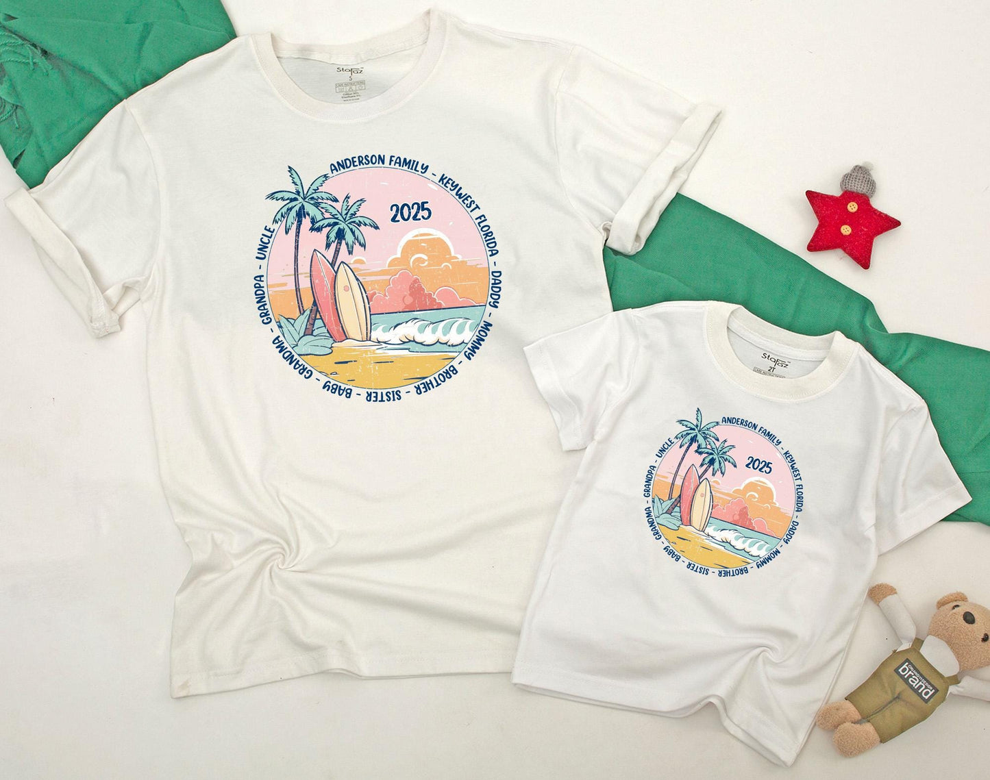 Personalized Matching Family Vacation Shirts for Beach Trip Summer Outfits Soft Cotton Baby Bodysuit Toddler Kid Beach Memories