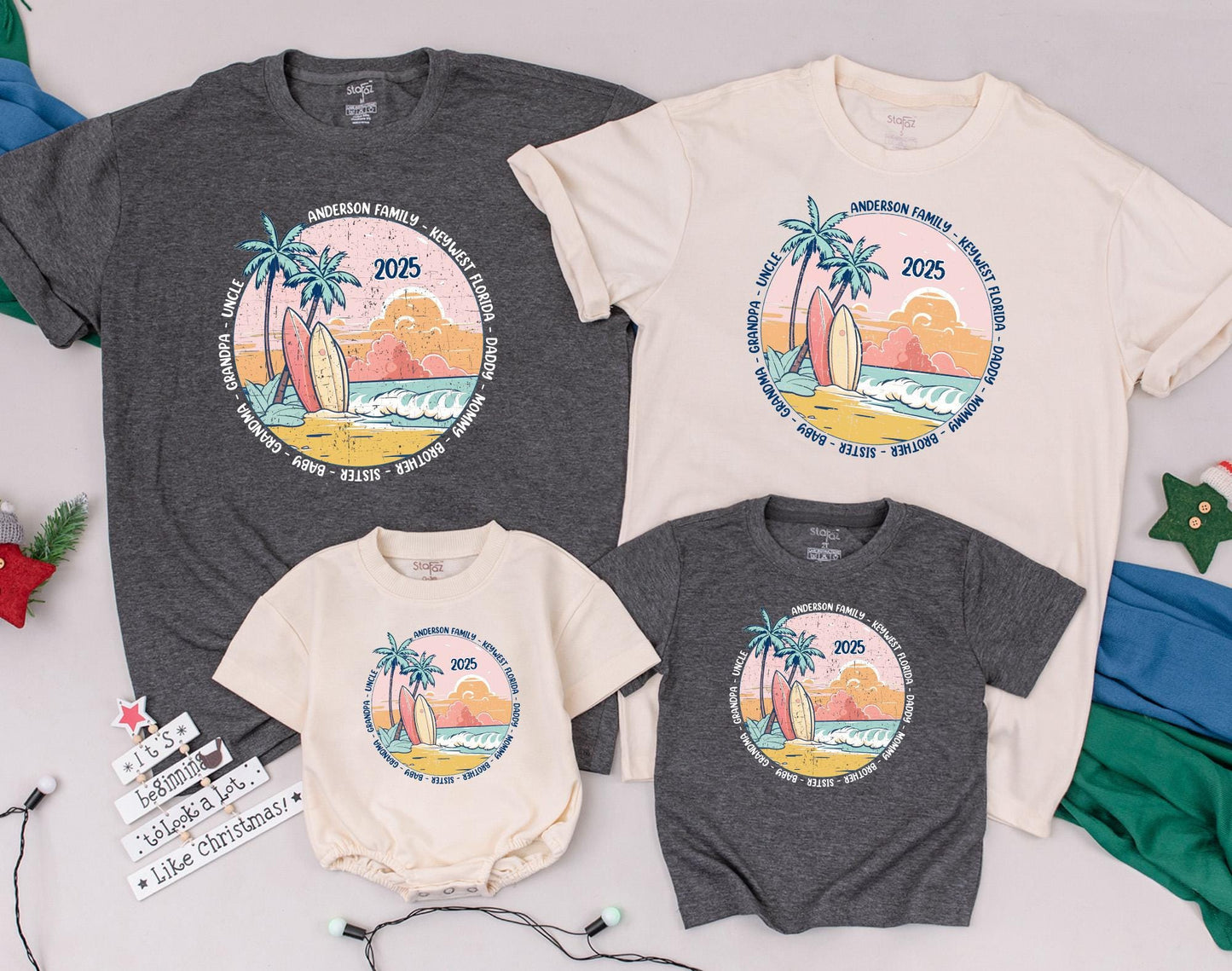 Personalized Matching Family Vacation Shirts for Beach Trip Summer Outfits Soft Cotton Baby Bodysuit Toddler Kid Beach Memories