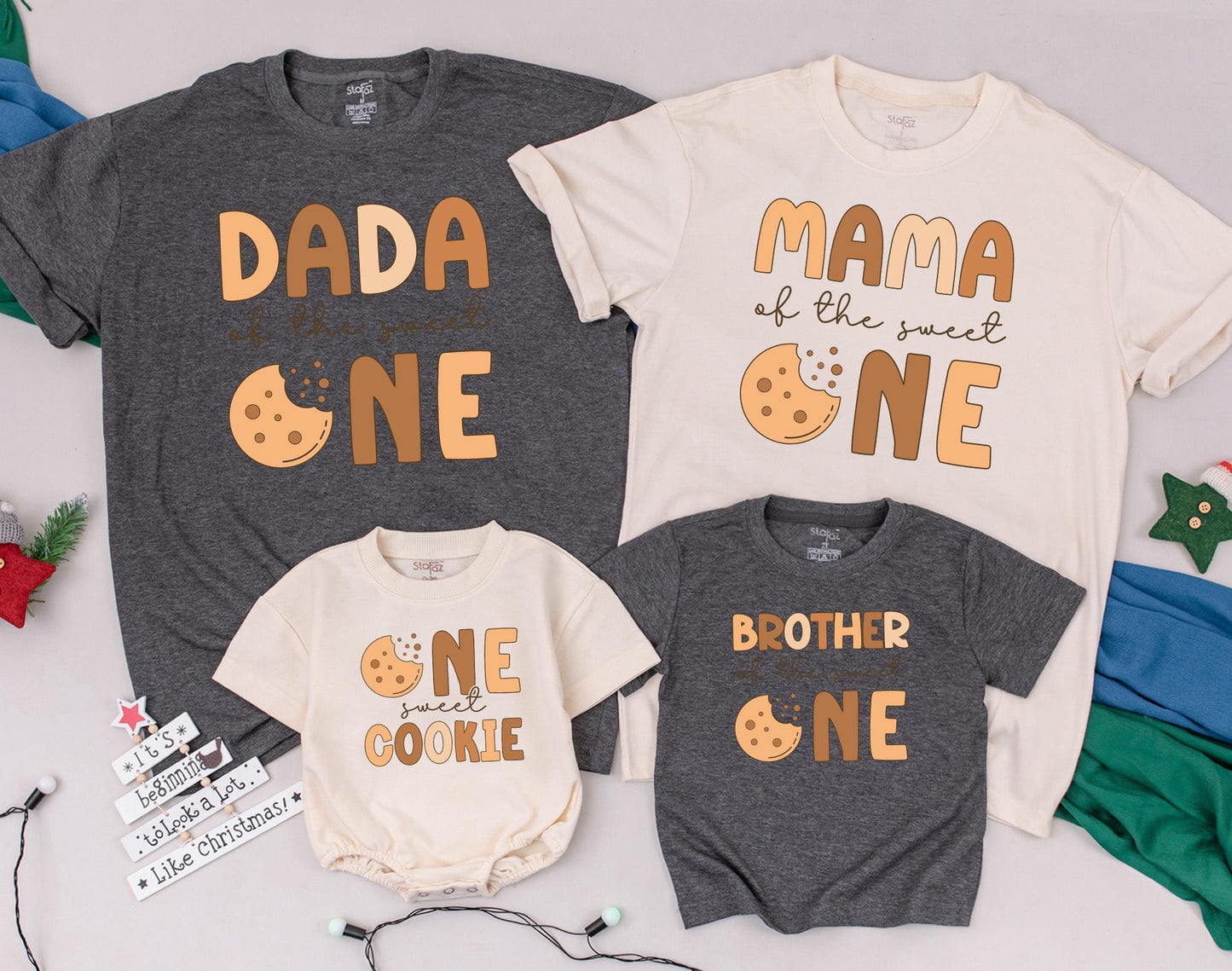 Sweet One Cookie Milk Birthday Shirt Family Matching Outfits Baby Bodysuit Mommy Me Cookie Party Theme