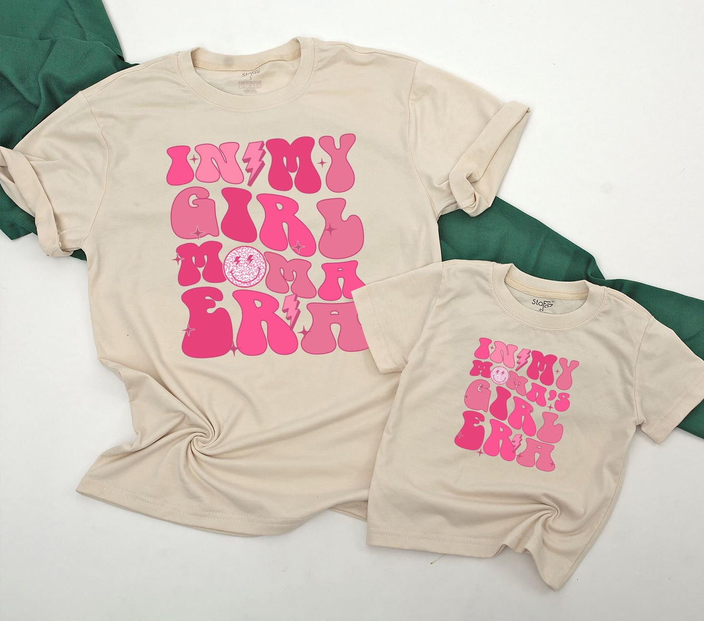 Personalized Mama and Me Matching Mom Daughter Era T-Shirt & Romper Set Cute Baby Girl Toddler Tee Outfit Gift Boho Summer Family