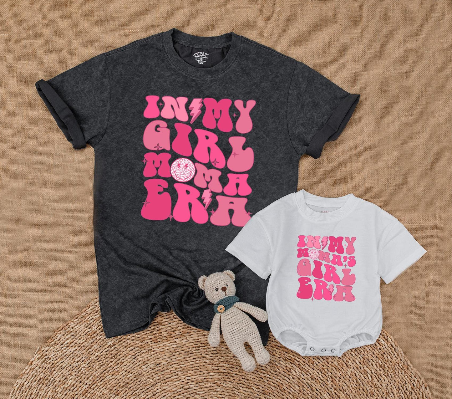 Personalized Mama and Me Matching Mom Daughter Era T-Shirt & Romper Set Cute Baby Girl Toddler Tee Outfit Gift Boho Summer Family