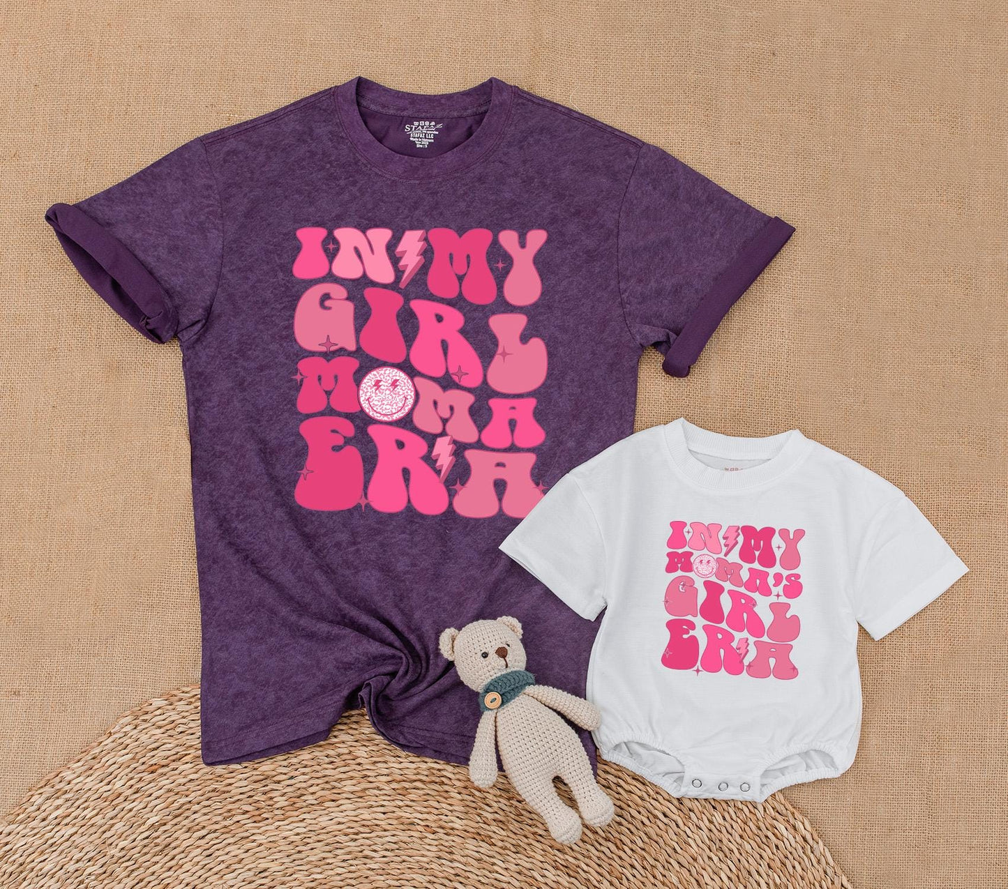Personalized Mama and Me Matching Mom Daughter Era T-Shirt & Romper Set Cute Baby Girl Toddler Tee Outfit Gift Boho Summer Family