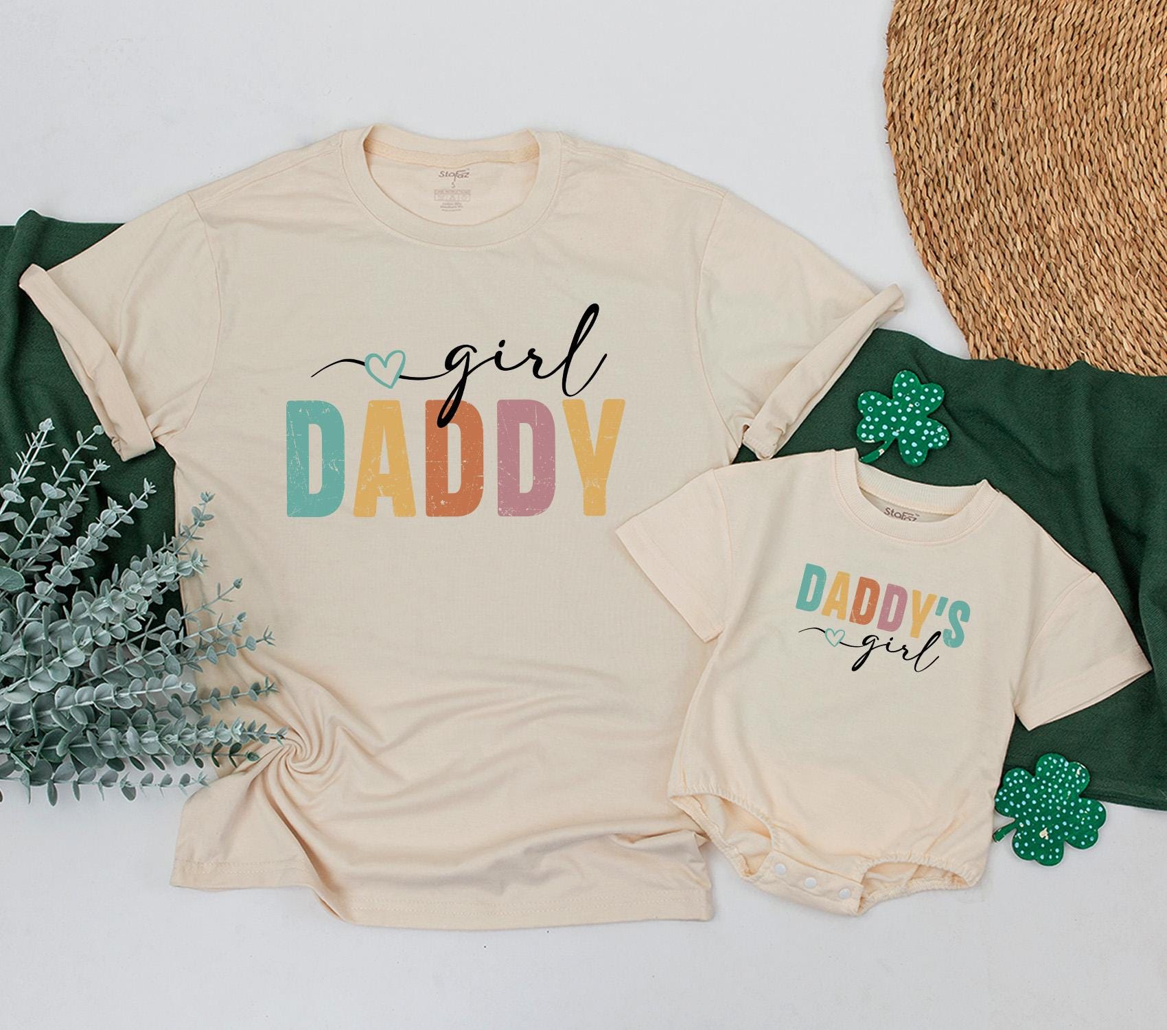Girl Daddy and Daddy's Girl Matching Family Outfits Toddler Tee Baby Romper for Fathers Day Gifts Dad Daughter Love
