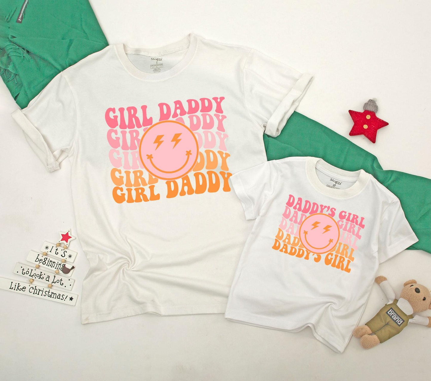 Matching Daddy's Girl & Dad Retro Smiley Face Checkered Shirts Baby & Toddler Outfits Gift for Daughter
