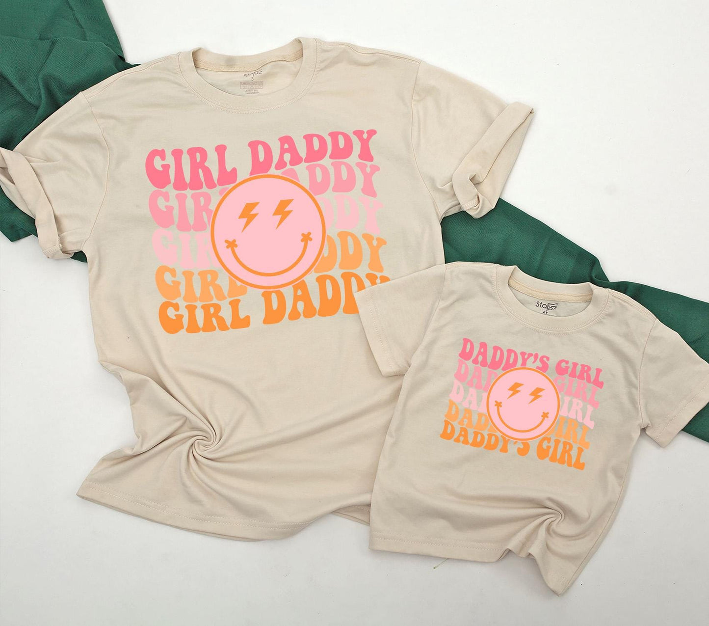 Matching Daddy's Girl & Dad Retro Smiley Face Checkered Shirts Baby & Toddler Outfits Gift for Daughter