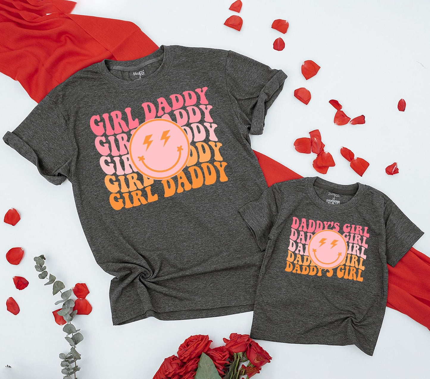 Matching Daddy's Girl & Dad Retro Smiley Face Checkered Shirts Baby & Toddler Outfits Gift for Daughter