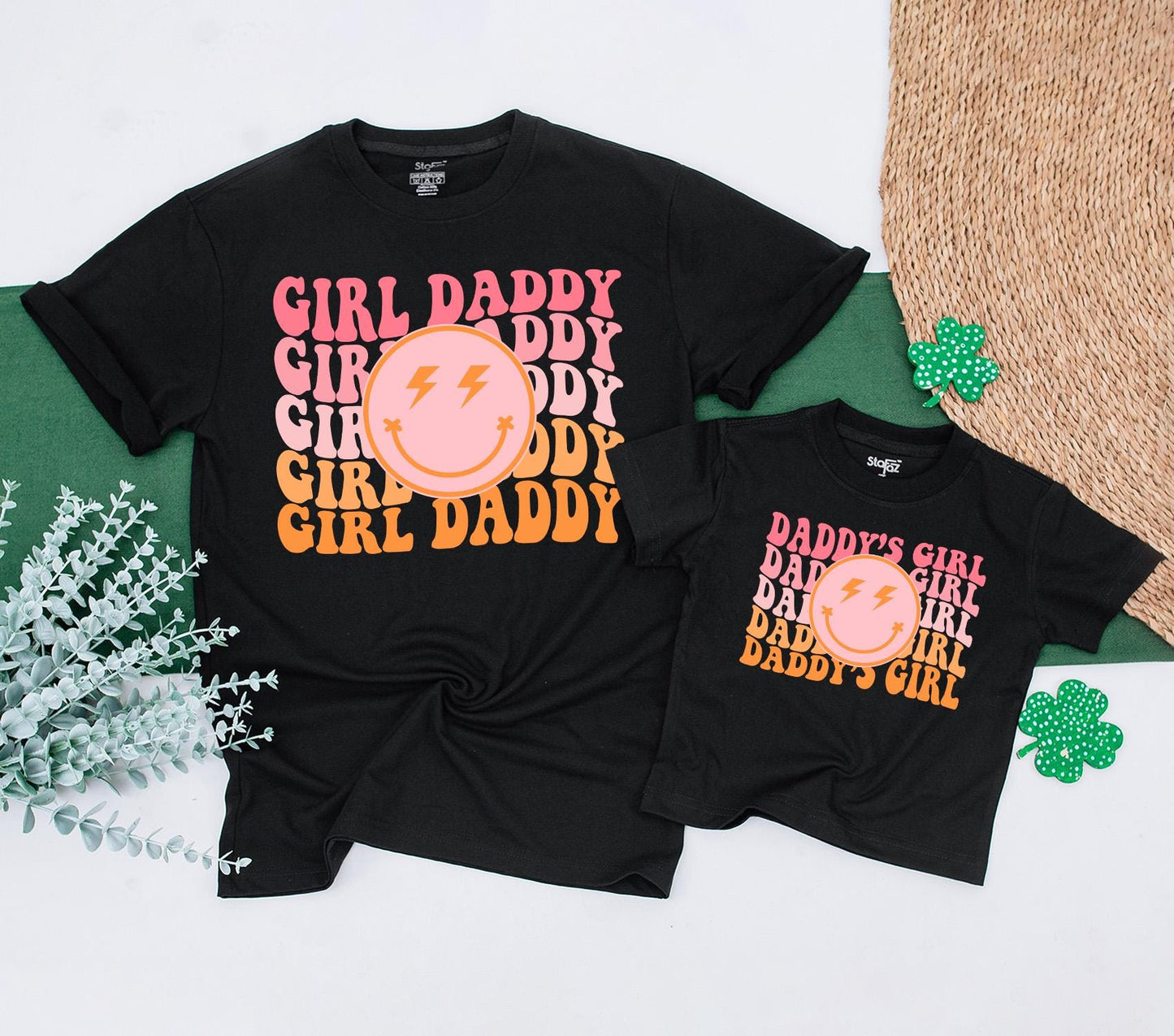 Matching Daddy's Girl & Dad Retro Smiley Face Checkered Shirts Baby & Toddler Outfits Gift for Daughter
