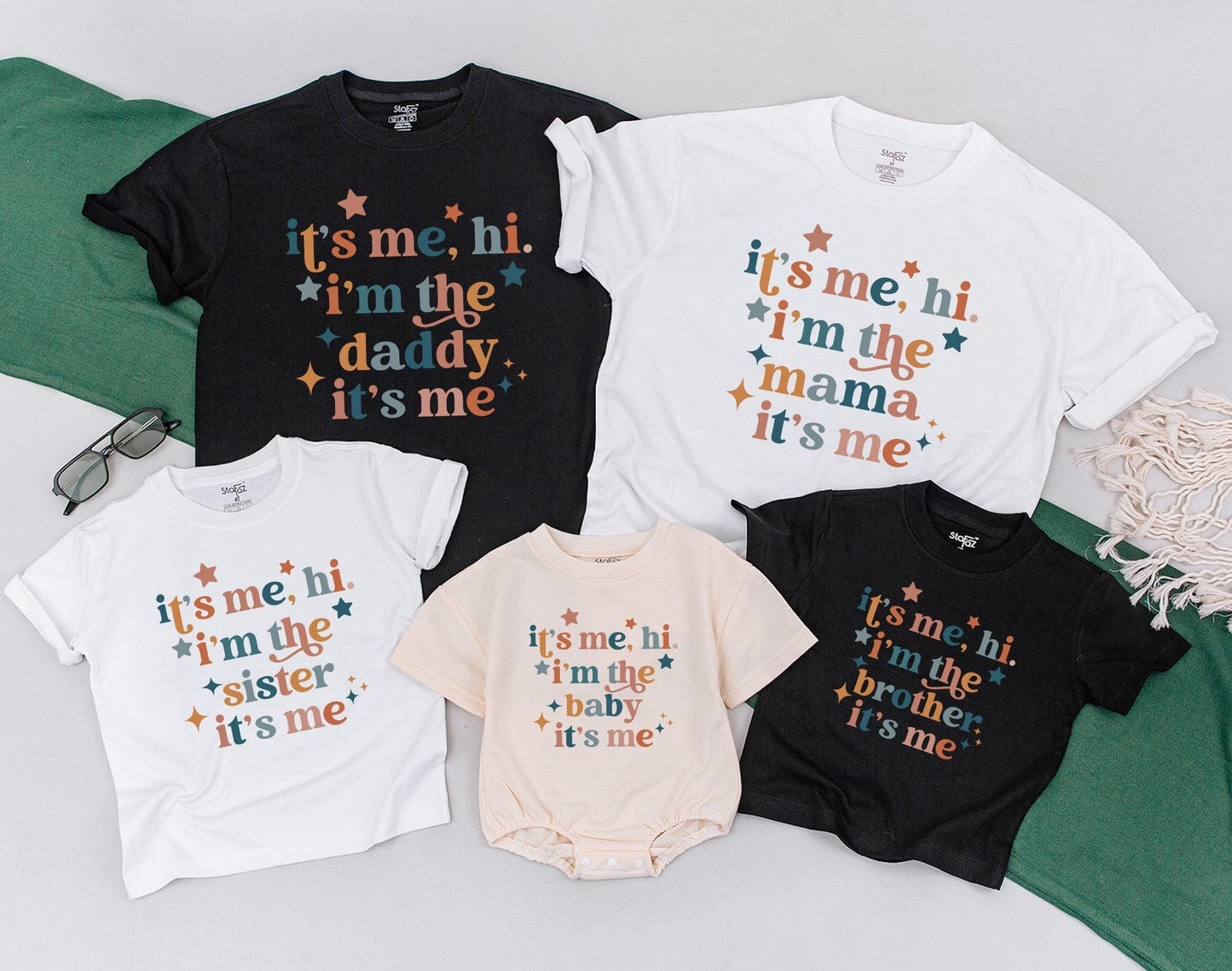 Matching Mama and Me Hi I'm The Baby Outfits for Moms and Newborns with Funny Retro Design Toddler Shirt Romper Soft Cotton First Birthday Gift
