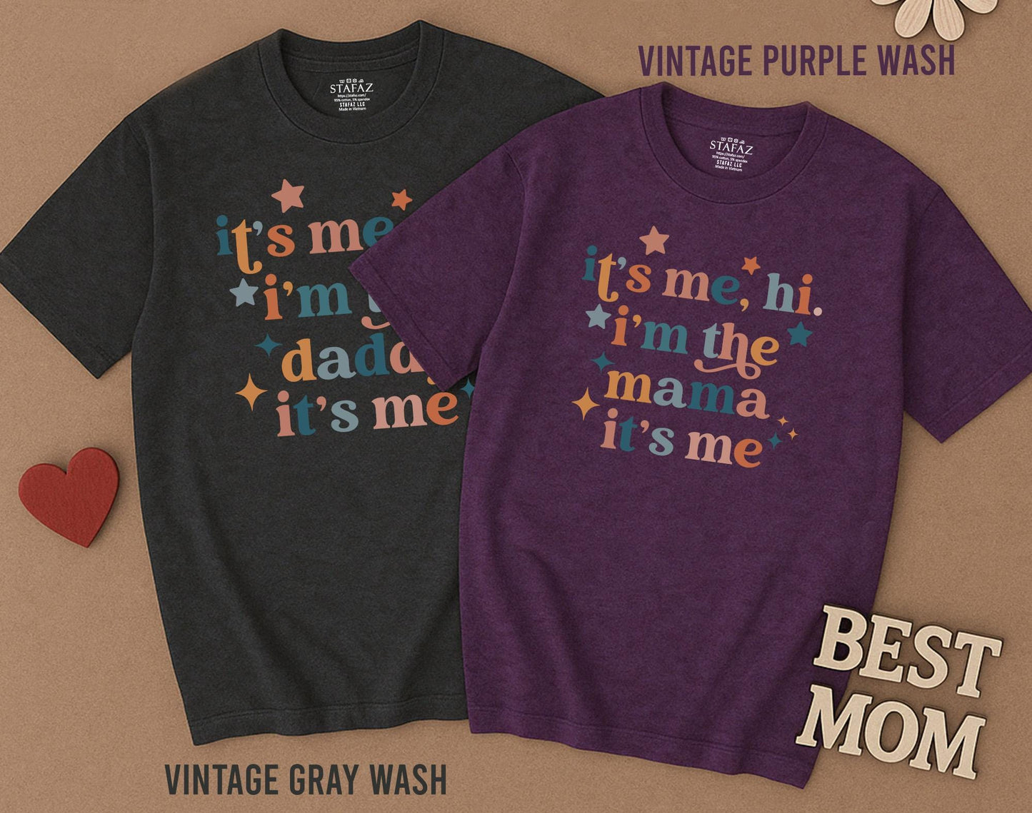 Matching Mama and Me Hi I'm The Baby Outfits for Moms and Newborns with Funny Retro Design Toddler Shirt Romper Soft Cotton First Birthday Gift