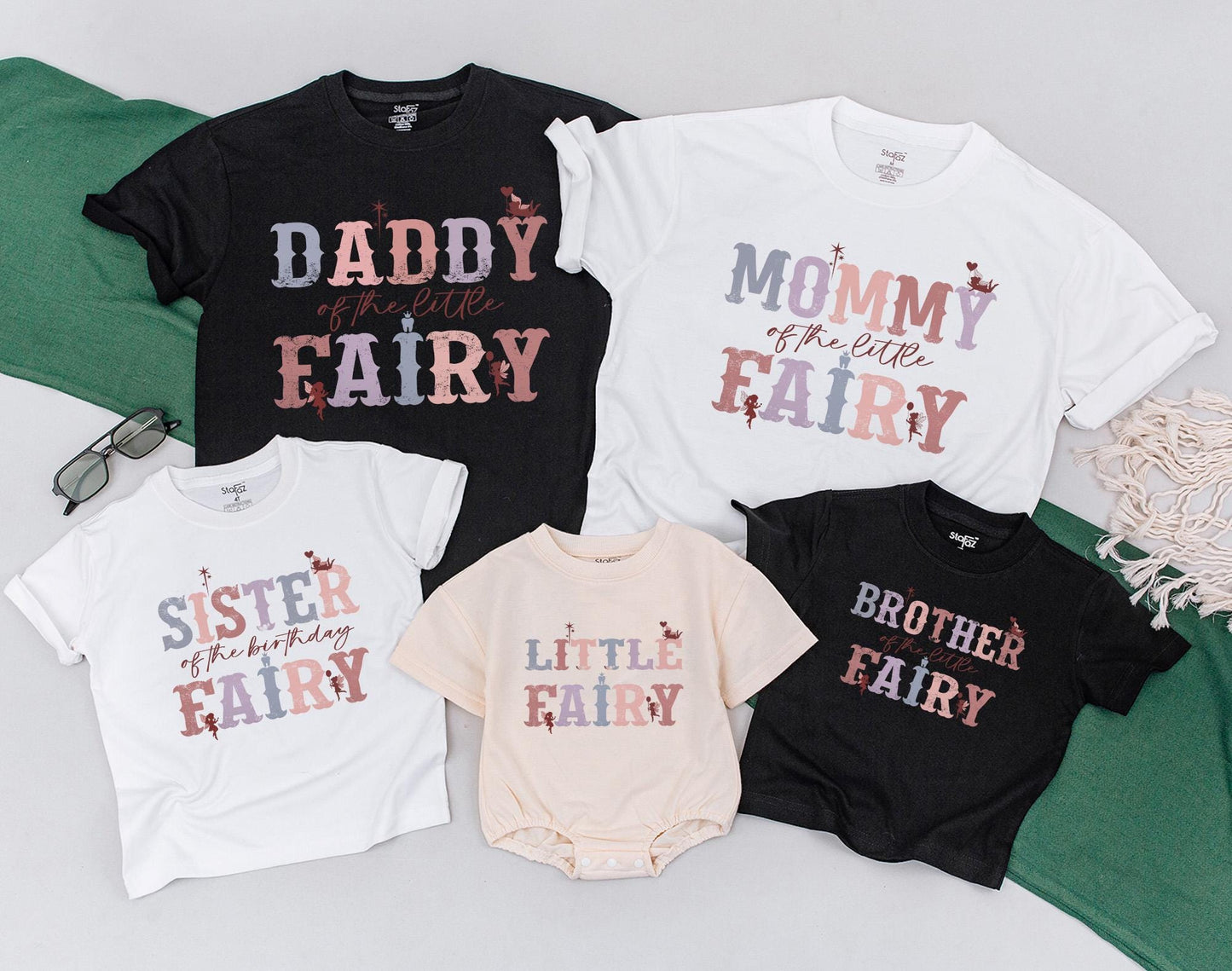 Personalized Floral Fairy First Birthday Matching Shirts for Mom Baby Girl Whimsical Ethereal Family Garden Party Bodysuit