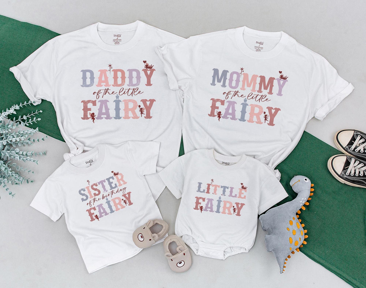 Personalized Floral Fairy First Birthday Matching Shirts for Mom Baby Girl Whimsical Ethereal Family Garden Party Bodysuit