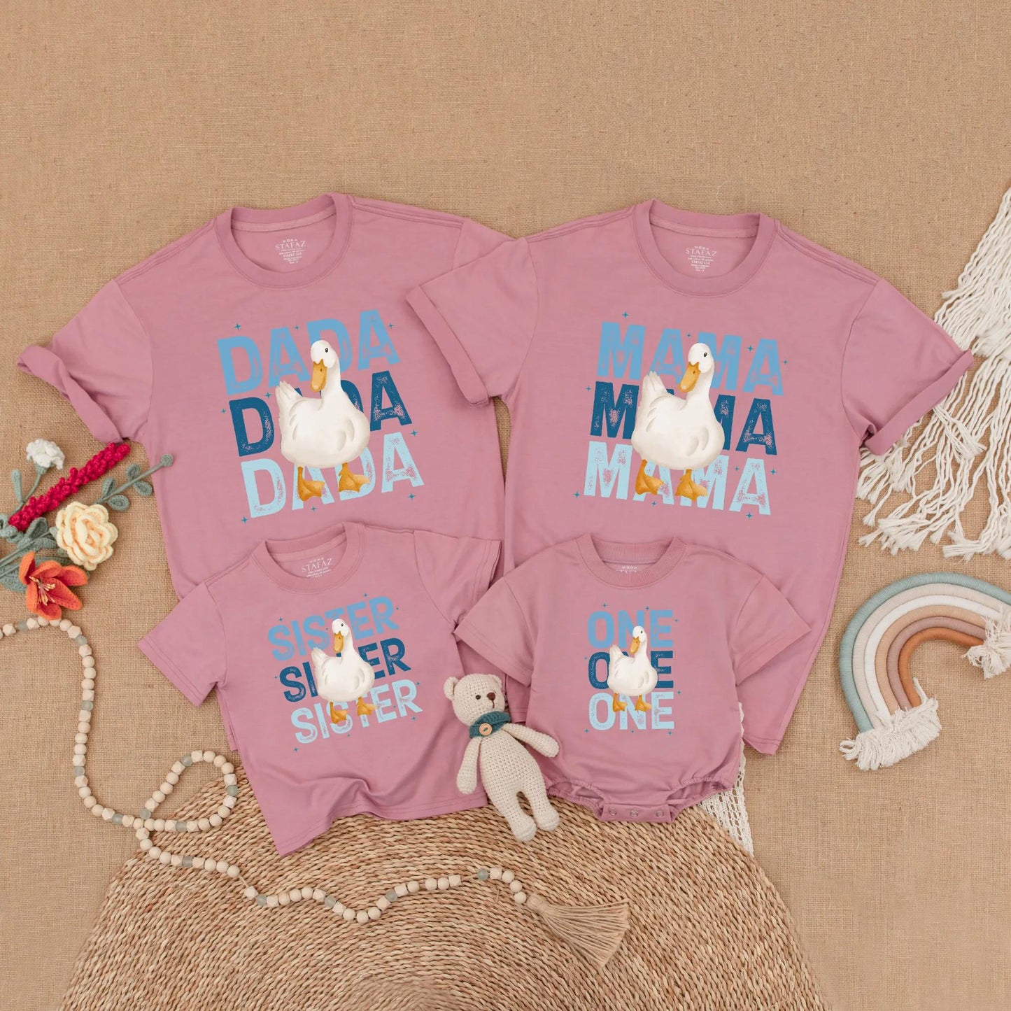 Goose First Birthday Matching Family Shirts for Toddler Boy Mama Funny Silly Goose One Year Old Party Outfit Celebration Gift