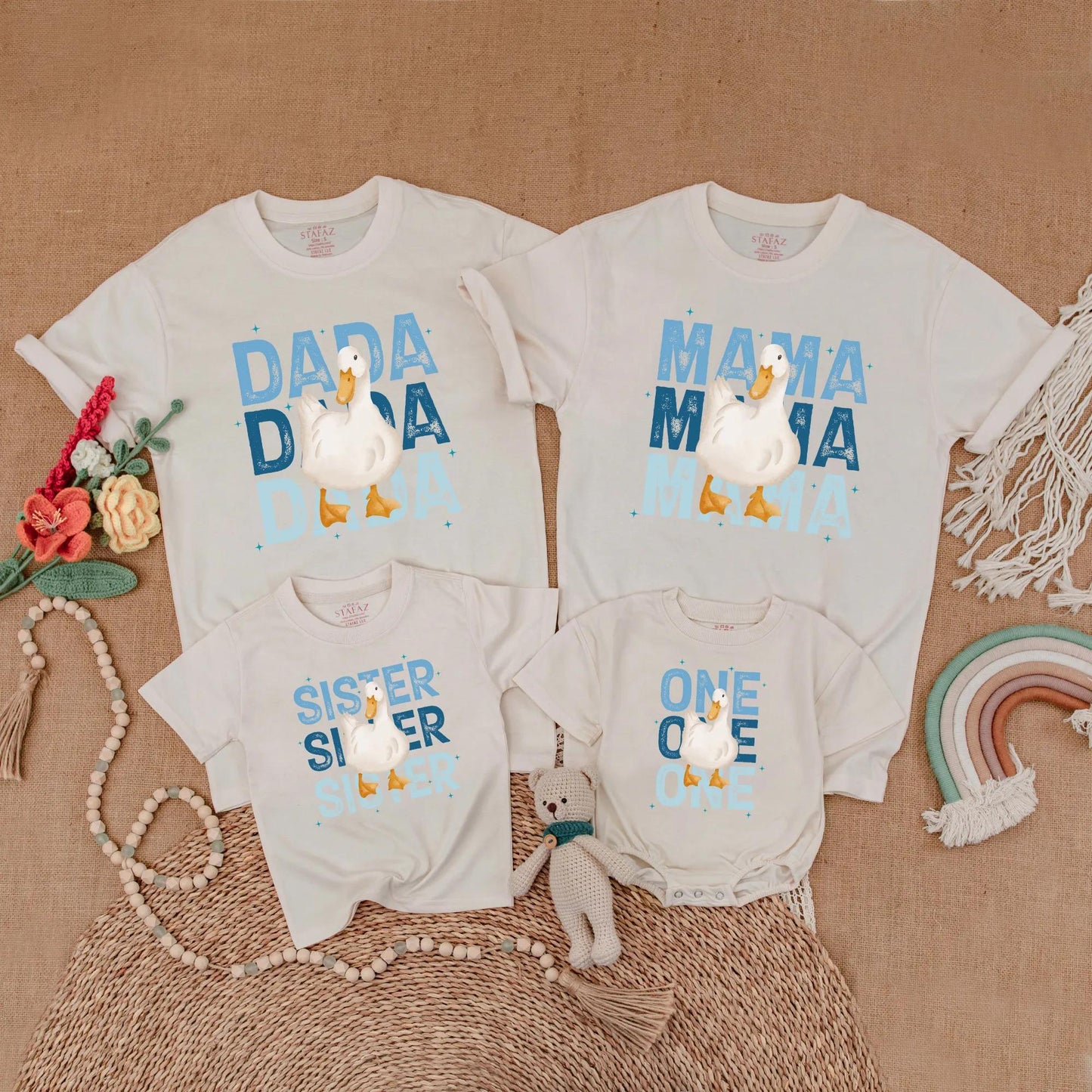 Goose First Birthday Matching Family Shirts for Toddler Boy Mama Funny Silly Goose One Year Old Party Outfit Celebration Gift