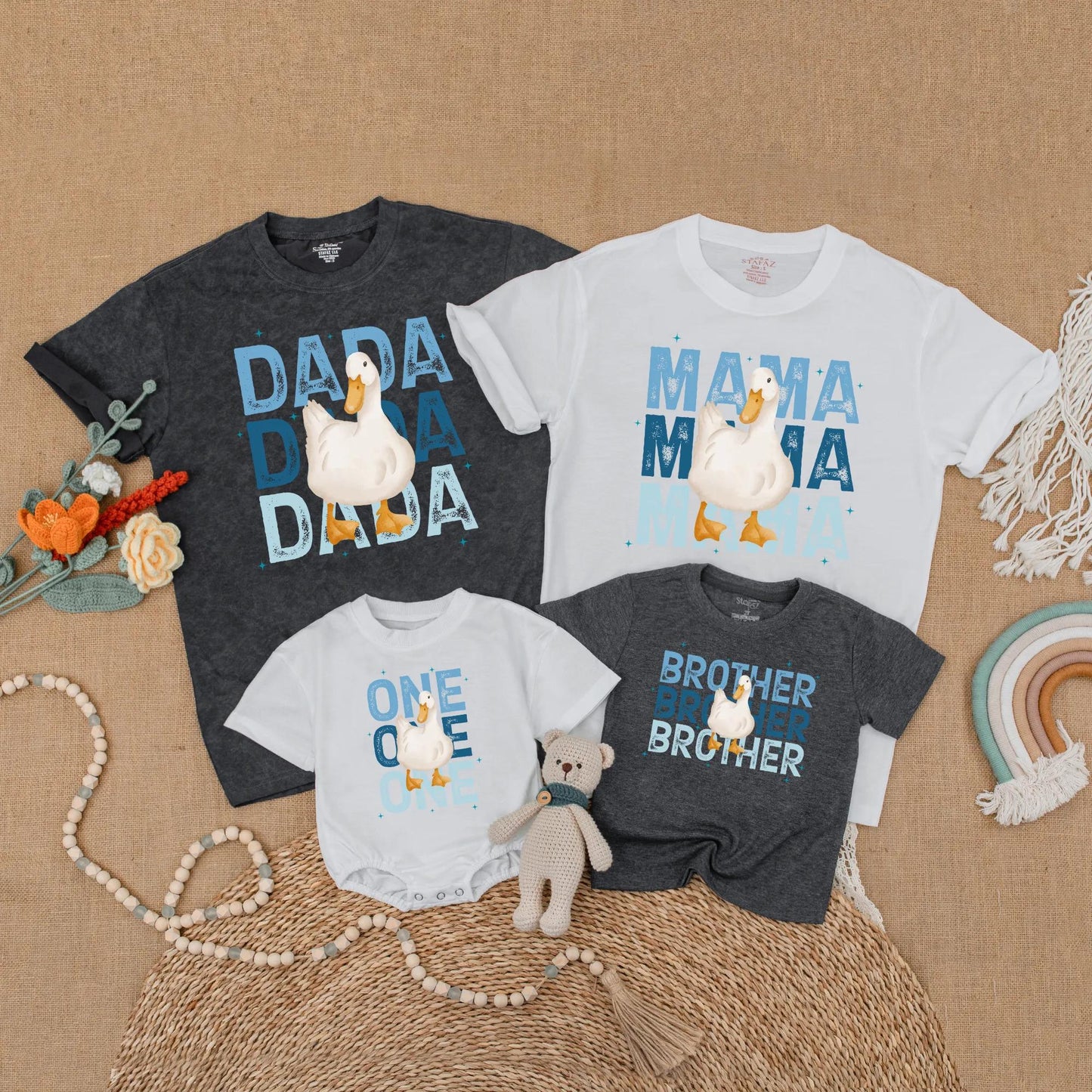 Goose First Birthday Matching Family Shirts for Toddler Boy Mama Funny Silly Goose One Year Old Party Outfit Celebration Gift