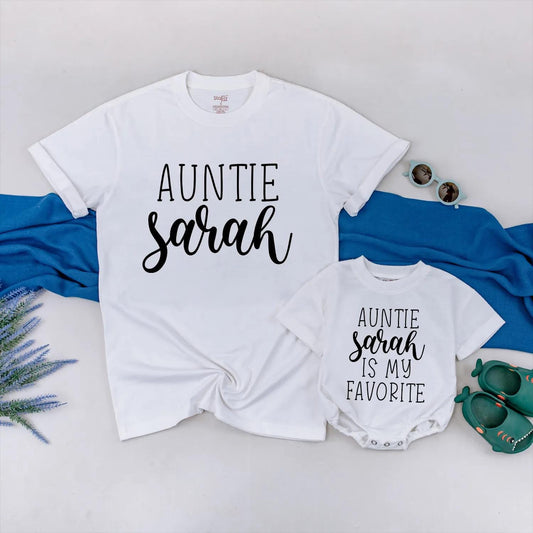 Auntie & Bestie Matching Baby Romper Aunt Niece Outfit Personalized Gift for Auntie