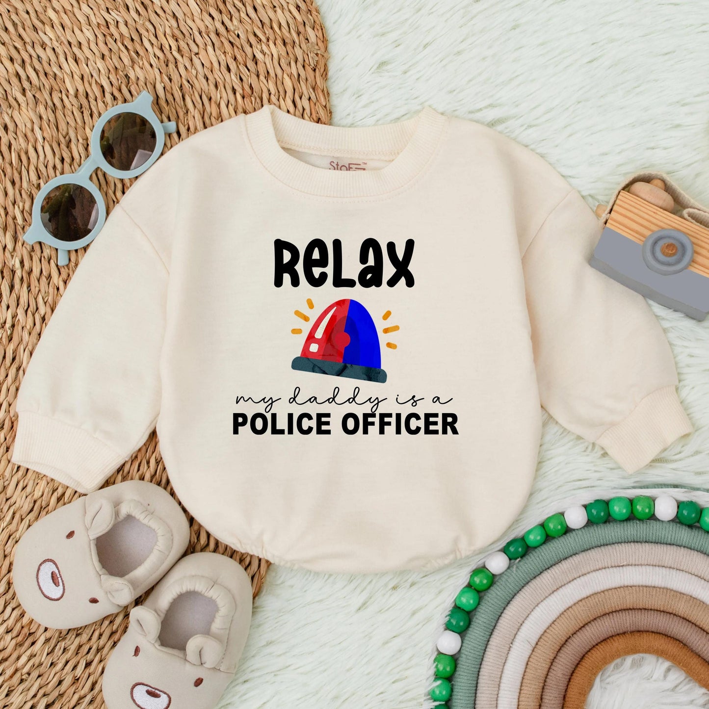 Proud Police Officer Daddy Baby Romper First Father's Day Hero Outfit Baby Boy Bodysuit Gift