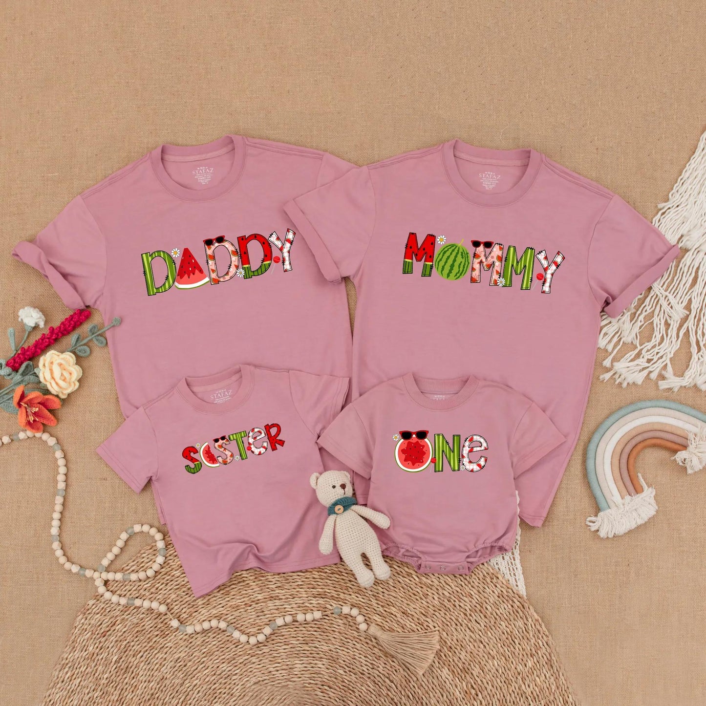 Watermelon Birthday Family Shirts Matching Summer Outfits Toddler First Birthday Sweet One In A Melon Mommy Dad Brother Sister Party