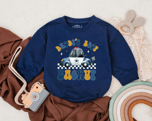 Funny Daddy's Best Backup Police Bubble Romper for Baby Boys, Cute Cop Dad Outfit, Soft Comfortable Infant Law Enforcement Newborn Gift Idea