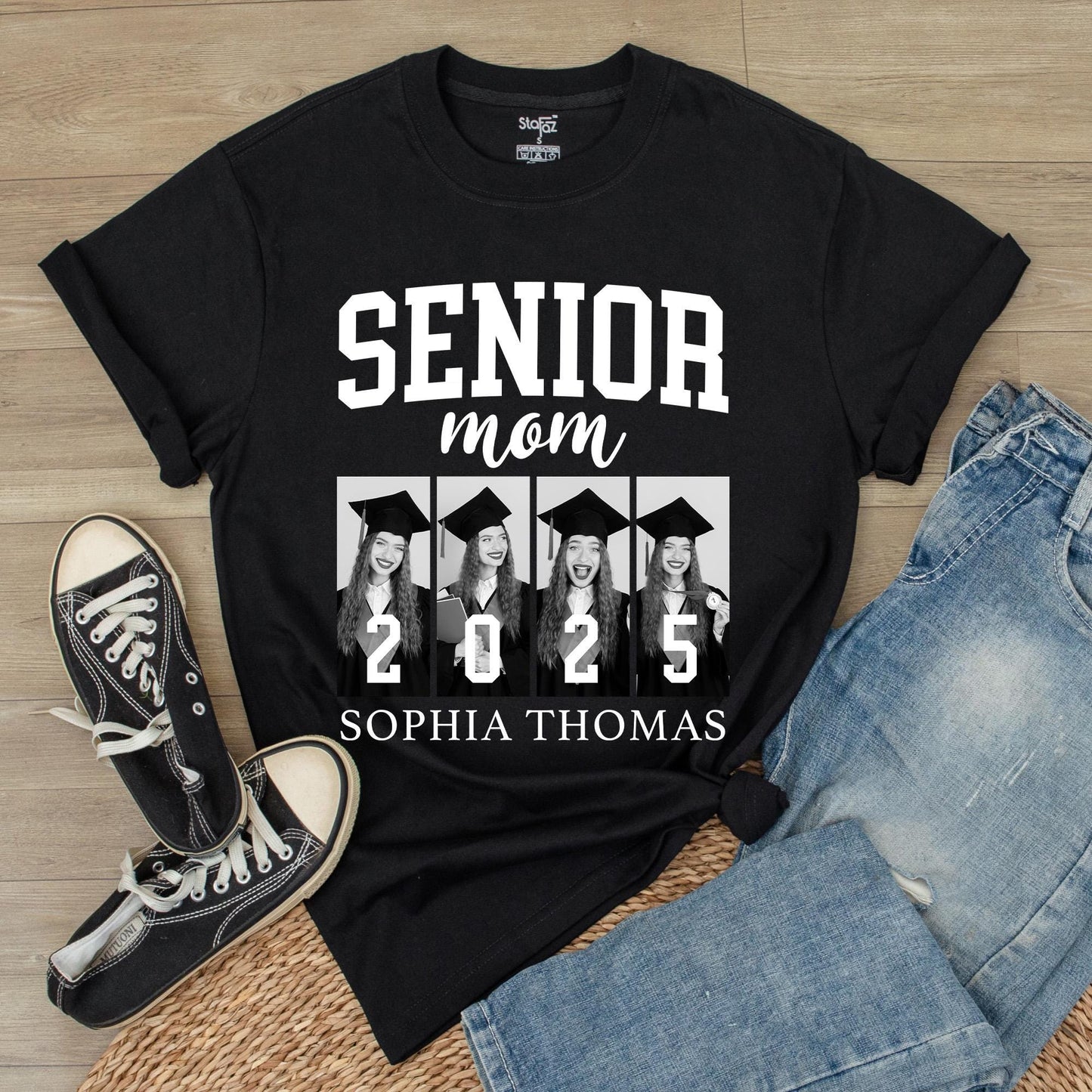 Custom Face Photo Senior 2025 Mom and Dad Matching Family Graduation Shirts for Proud Parents Class of 2025 Memorable Keepsake