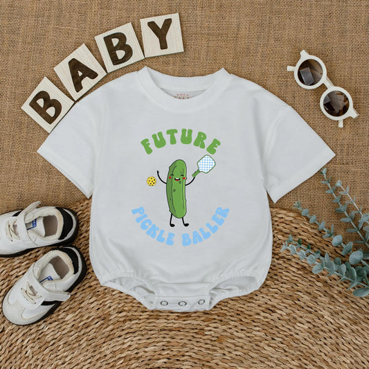 Future Pickleballer Baby Romper Fun Infant Bodysuit Pickle Lover Gift for Game Day