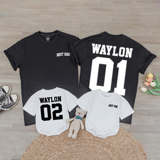 Personalized Dad Last Name Shirt, Father's Day Gift, Custom Name & Number Family T-shirt, Dad Son Matching Outfits