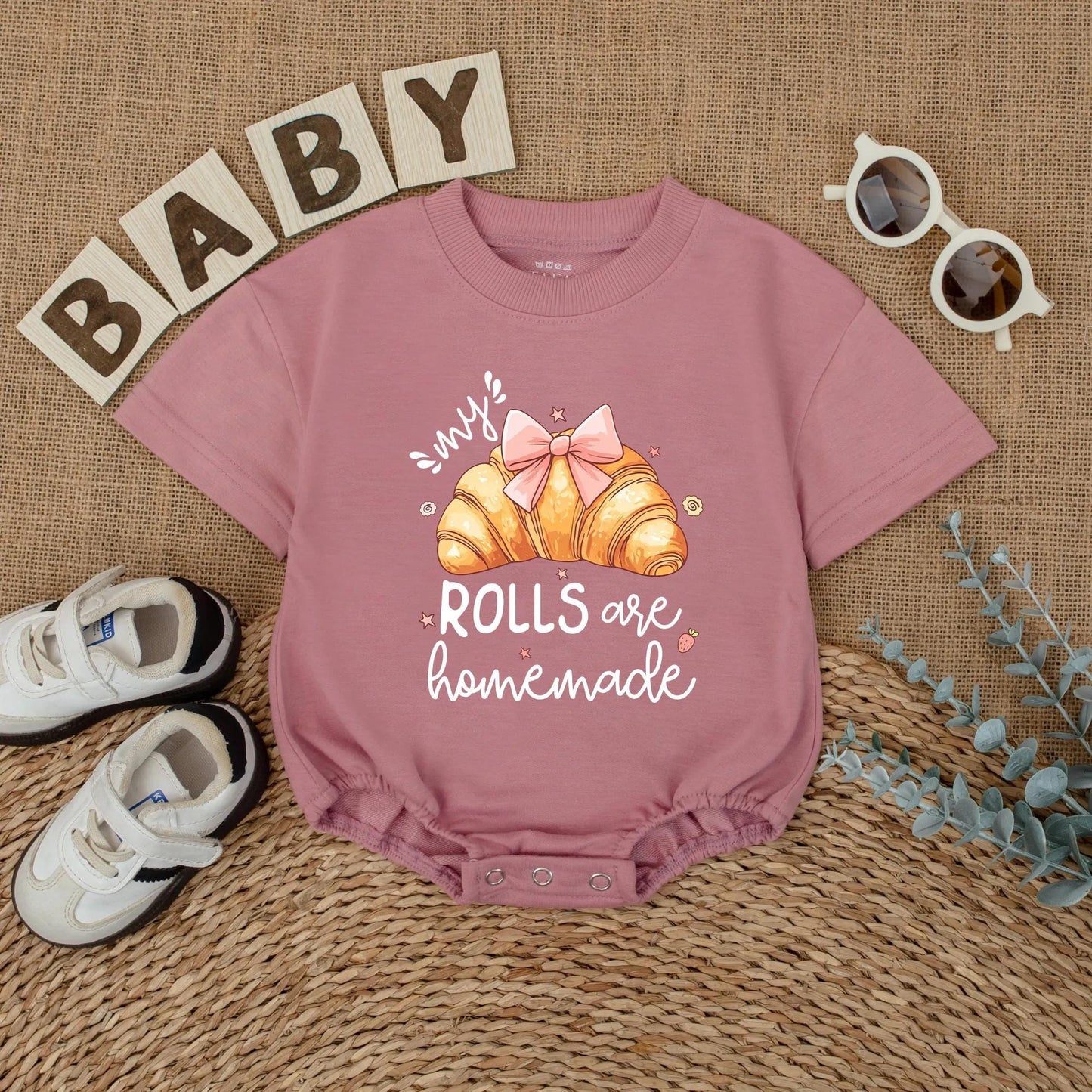 My Rolls Are Homemade Baby Romper Funny Cake Bodysuit Cute Food Outfit for Baby Girl Shower Gift